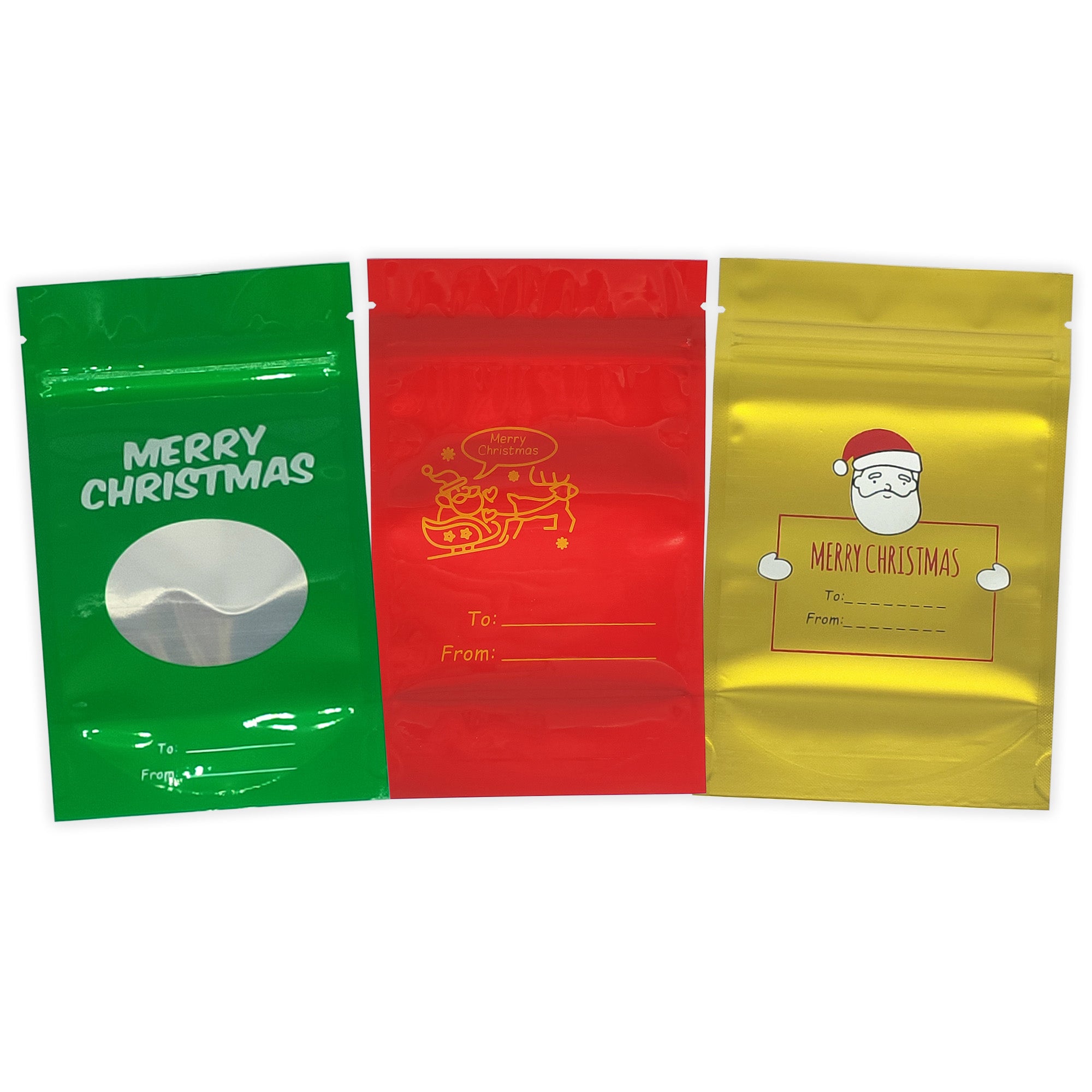 Glossy Christmas Design Round Window Plastic and Mylar Stand