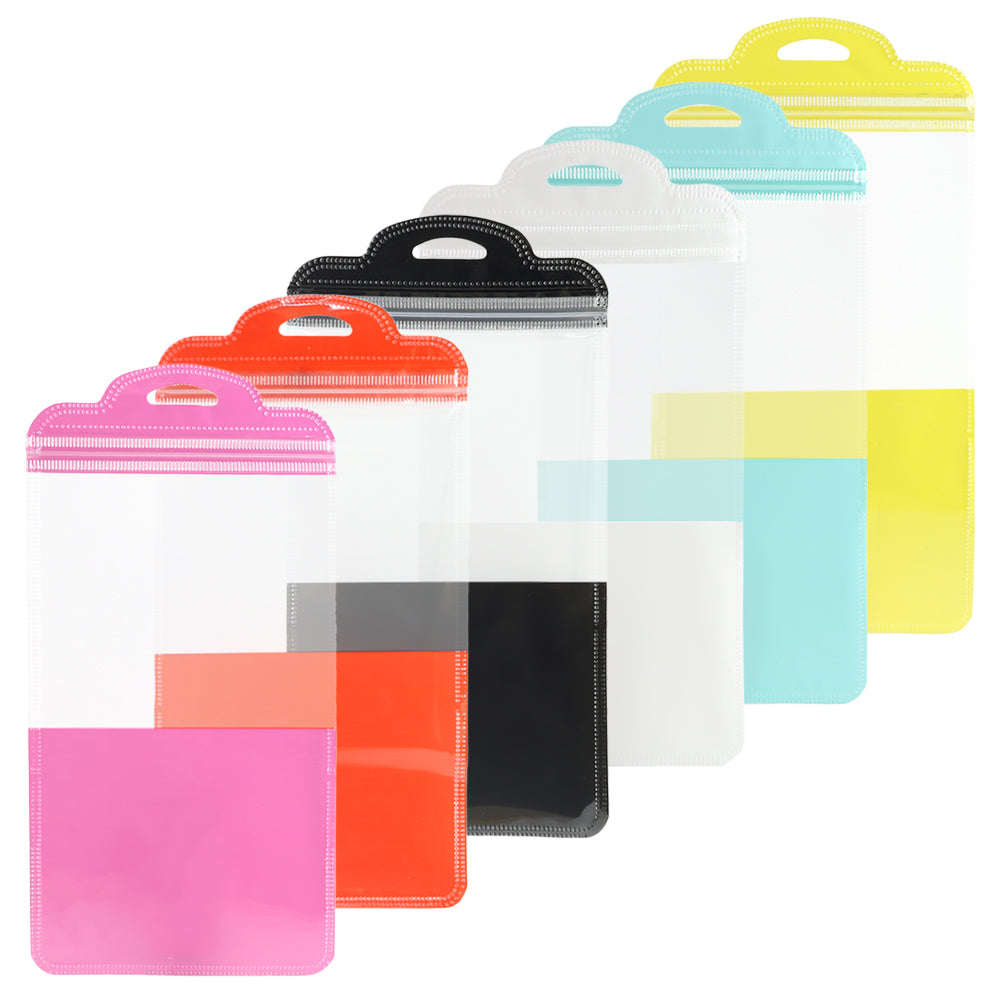 Glossy Clear Front and Half-Colored Design Zipper Seal Bags