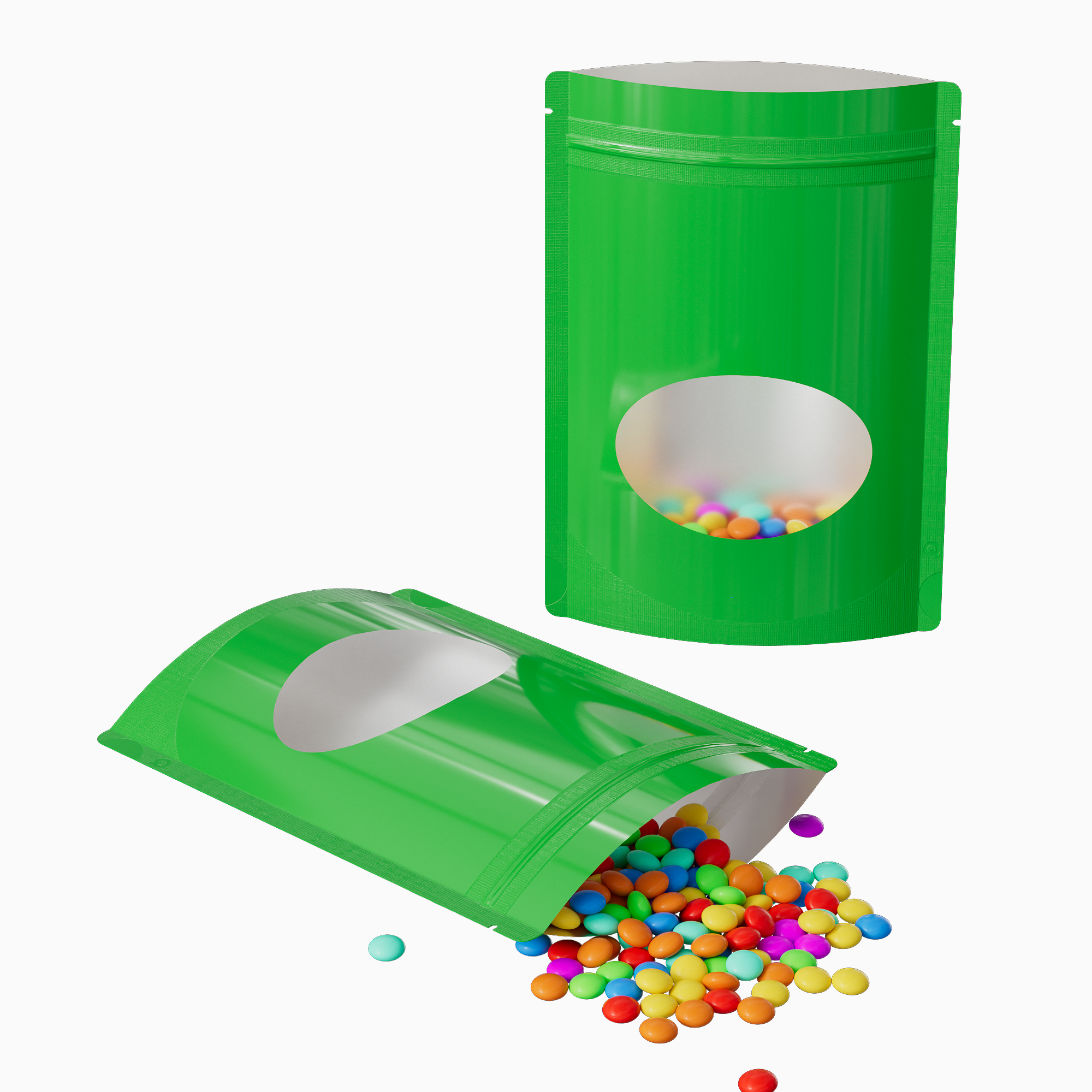 Glossy Clover Green Round Window Plastic and Mylar Stand Glossy Clover Green Round Window Plastic and Mylar Stand