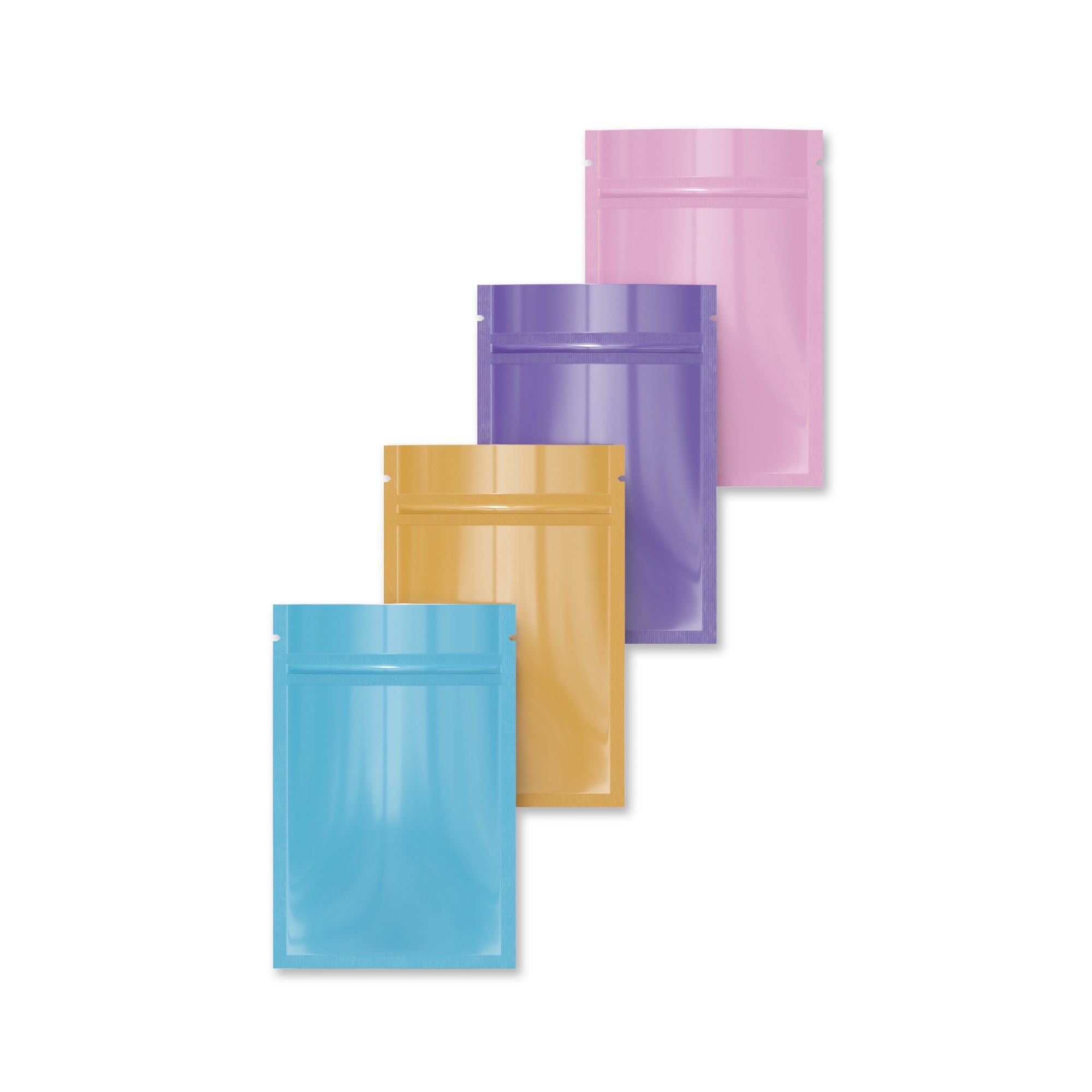 Glossy Double-Sided Flat Zipper Seal Bags in Pastel Colors Glossy Double-Sided Flat Zipper Seal Bags in Pastel Colors