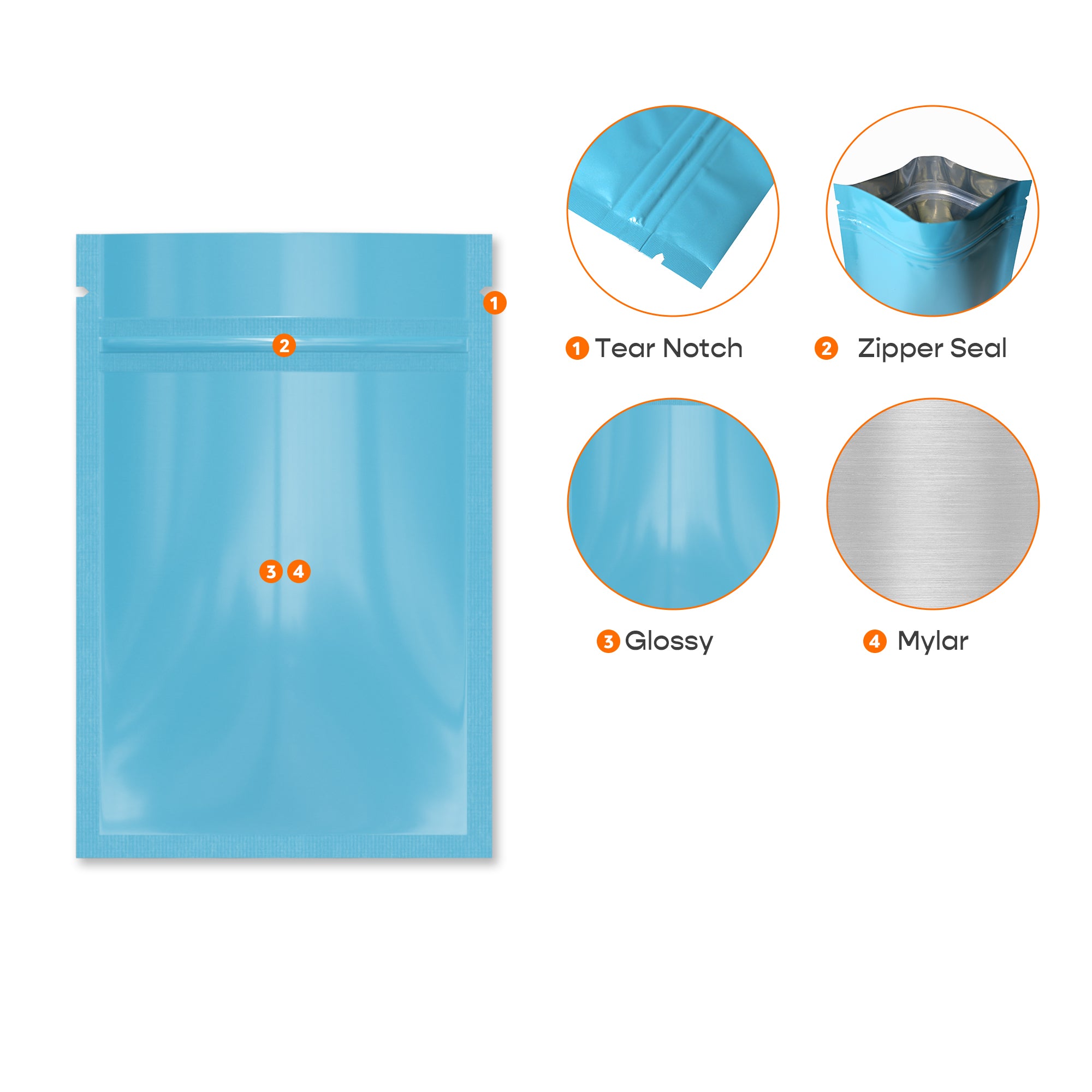 Glossy Double-Sided Flat Zipper Seal Bags in Pastel Colors Glossy Double-Sided Flat Zipper Seal Bags in Pastel Colors