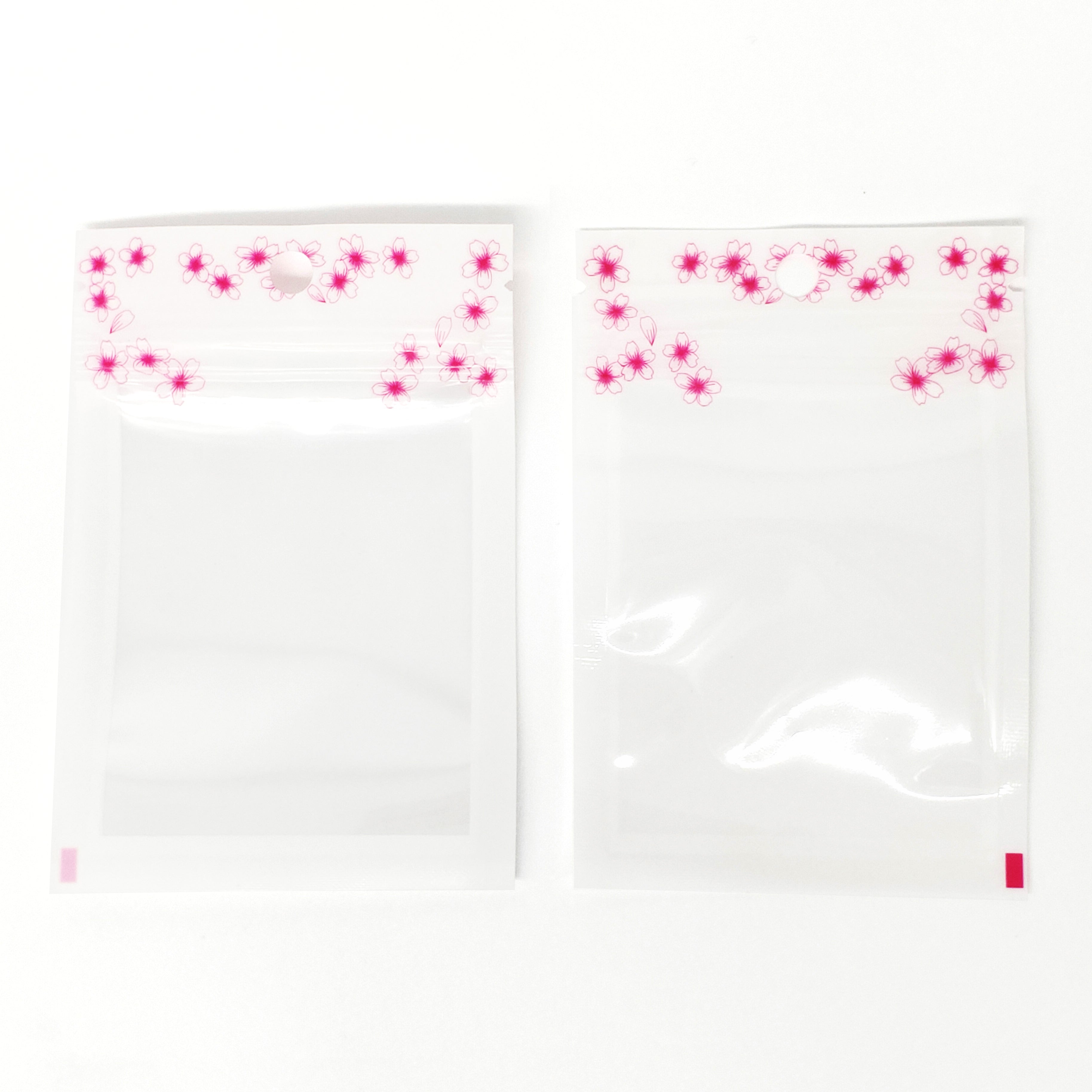 Glossy Floral White Polyethylene Zipper Seal Flat Bags with Glossy Floral White Polyethylene Zipper Seal Flat Bags with