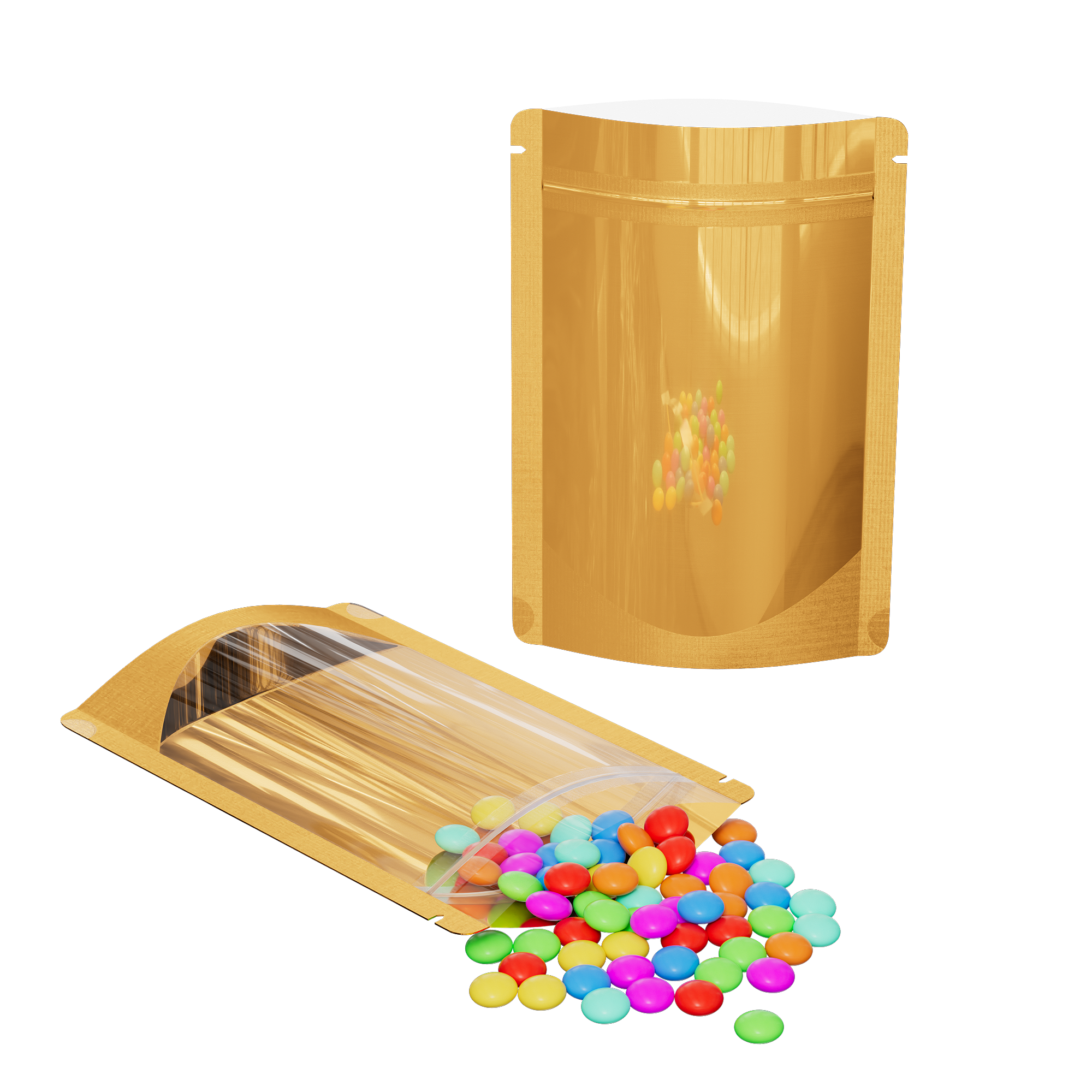 Glossy Half Gold Rush Metallic Mylar Foil Stand Strong Bags Glossy Half Gold Rush Metallic Mylar Foil Stand Strong Bags