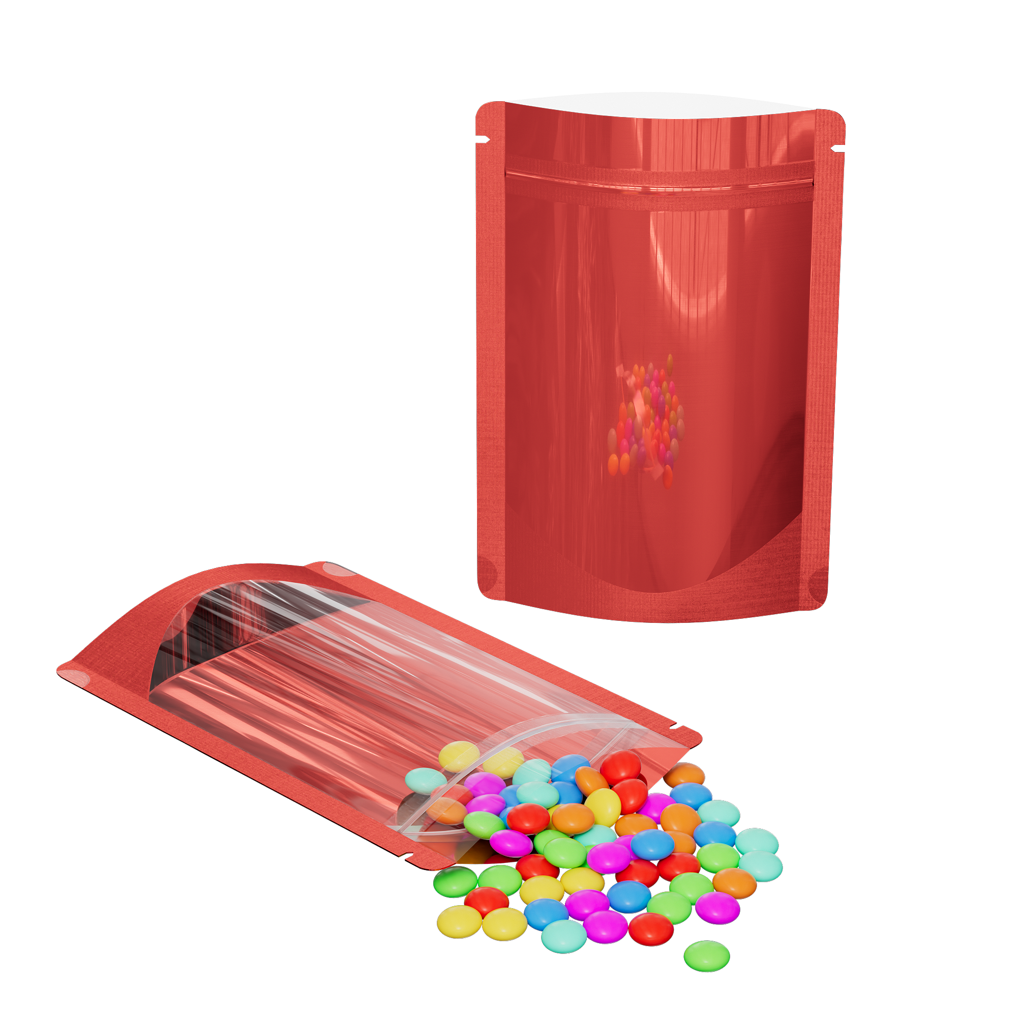 Glossy Half Heart Red Metallic Mylar Foil Stand Strong Bags
