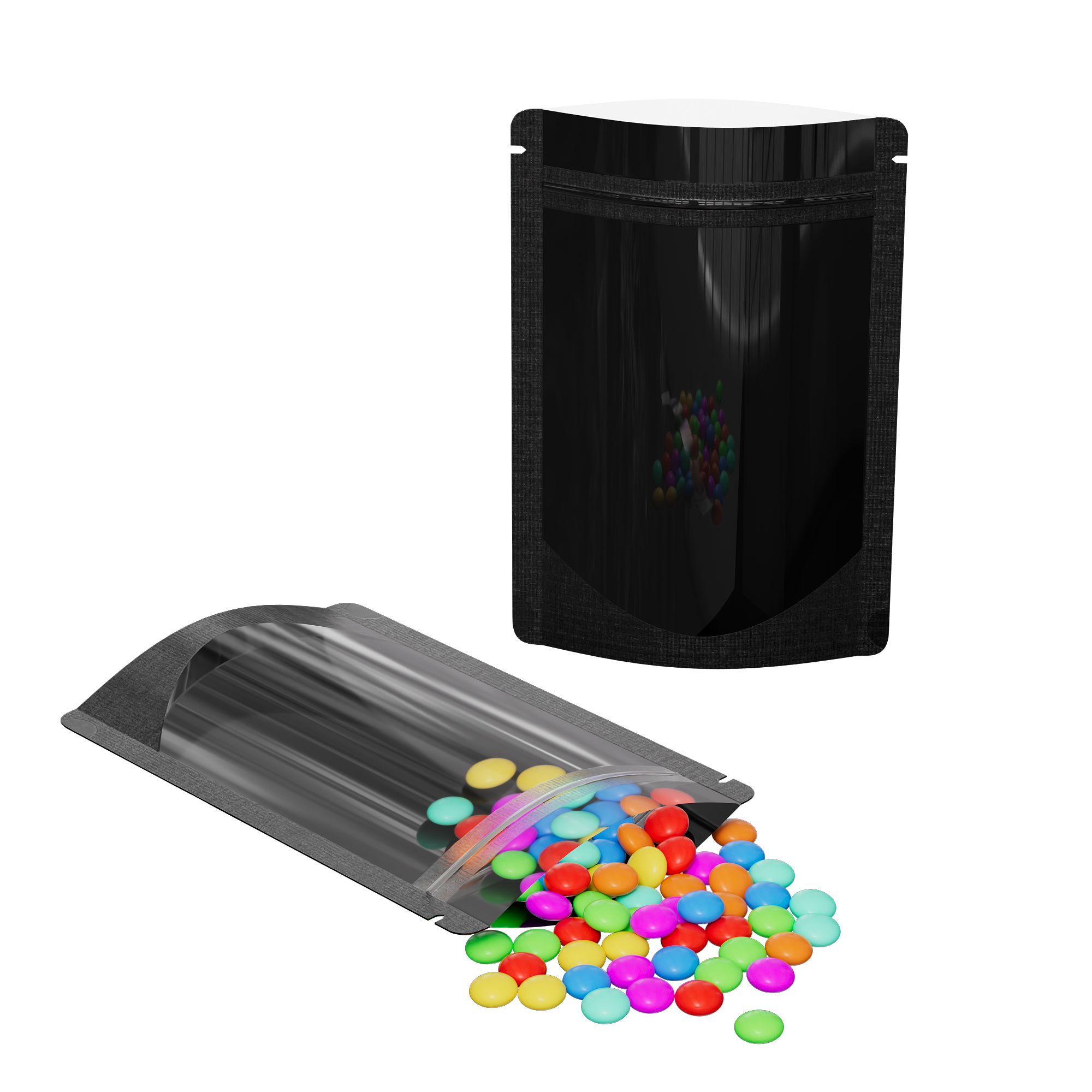 Glossy Half Mirror Black Metallic Mylar Foil Stand Strong