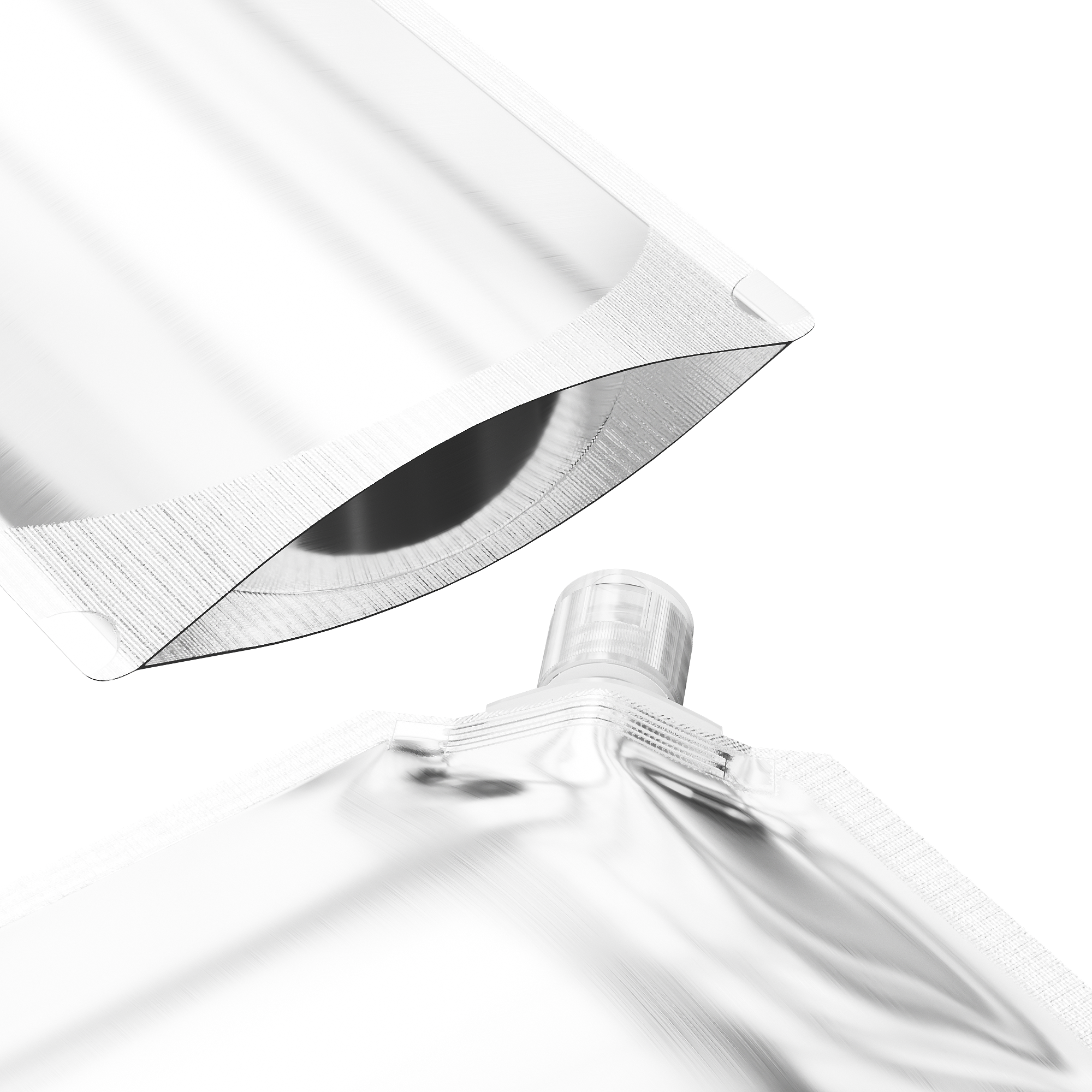 Glossy Iron Silver Stand Pouch with Corner Wide Mouth Flip Glossy Iron Silver Stand Pouch with Corner Wide Mouth Flip