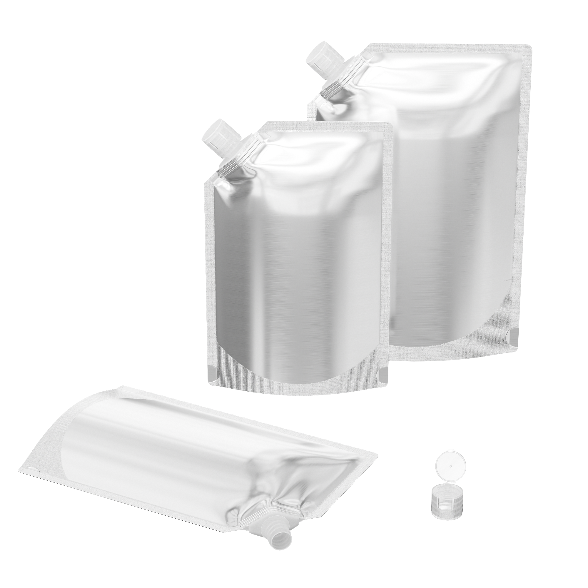 Glossy Iron Silver Stand Pouch with Corner Wide Mouth Flip Glossy Iron Silver Stand Pouch with Corner Wide Mouth Flip