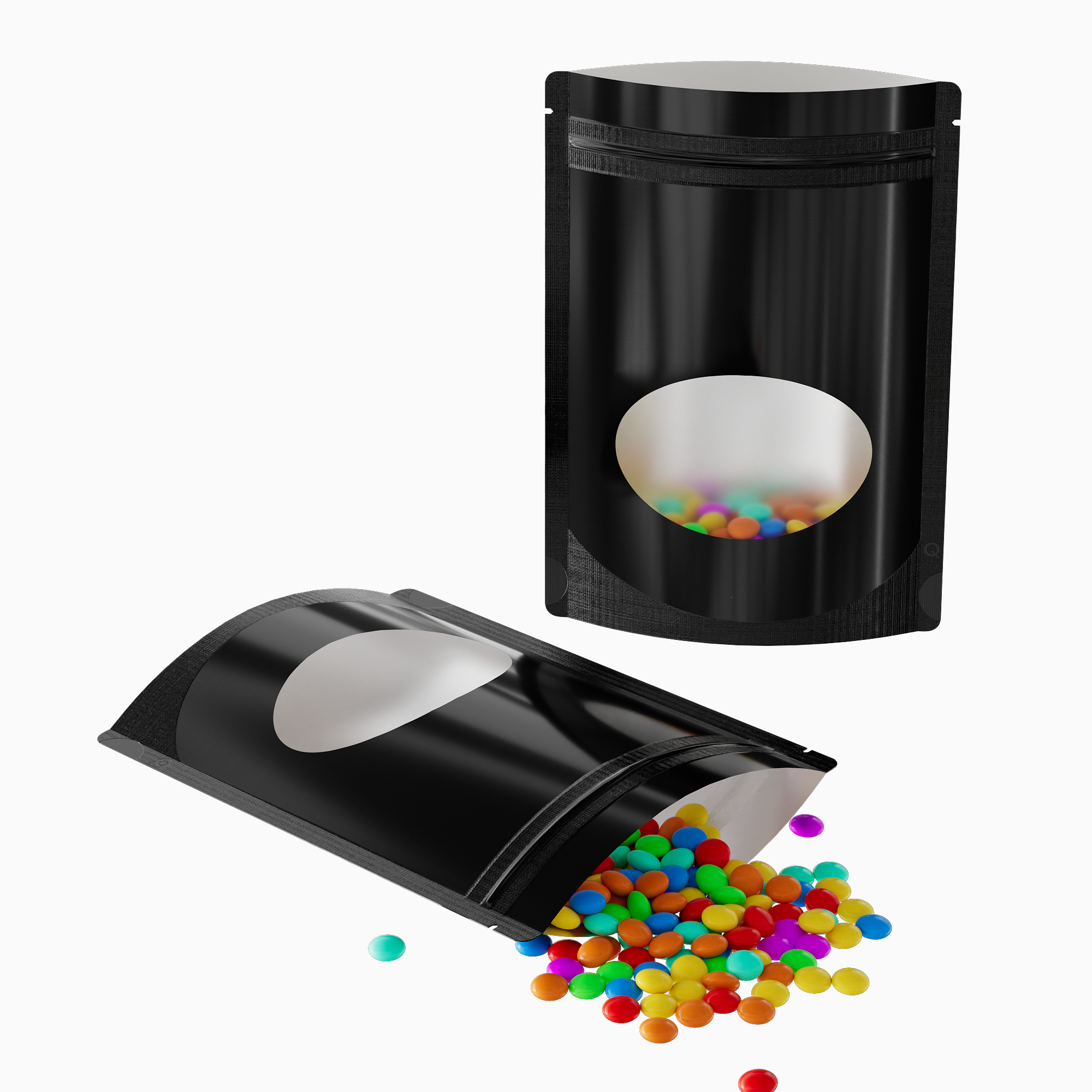 Glossy Mirror Black Round Window Plastic and Mylar Stand Glossy Mirror Black Round Window Plastic and Mylar Stand