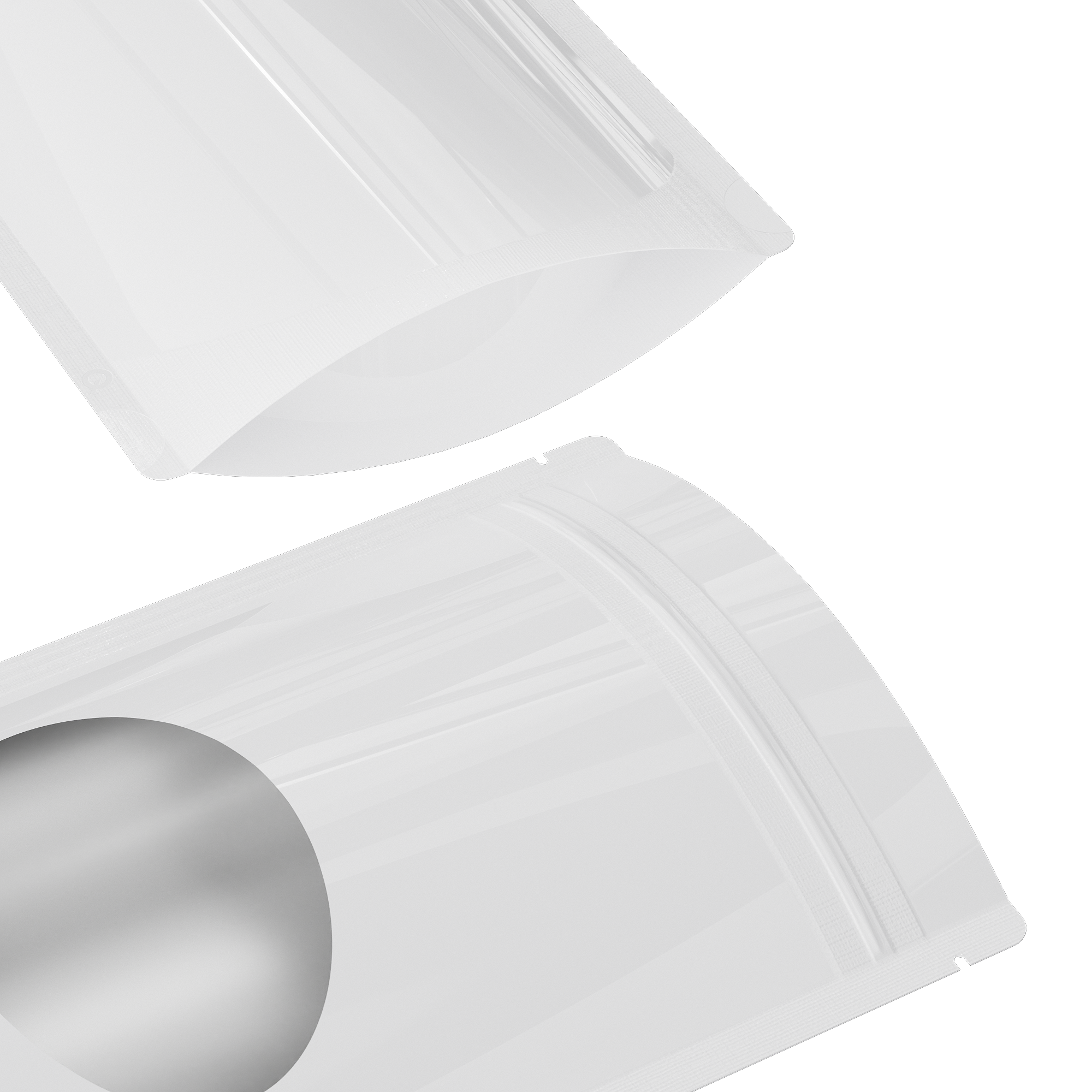 Glossy Purity White Round Window Plastic and Mylar Stand Glossy Purity White Round Window Plastic and Mylar Stand