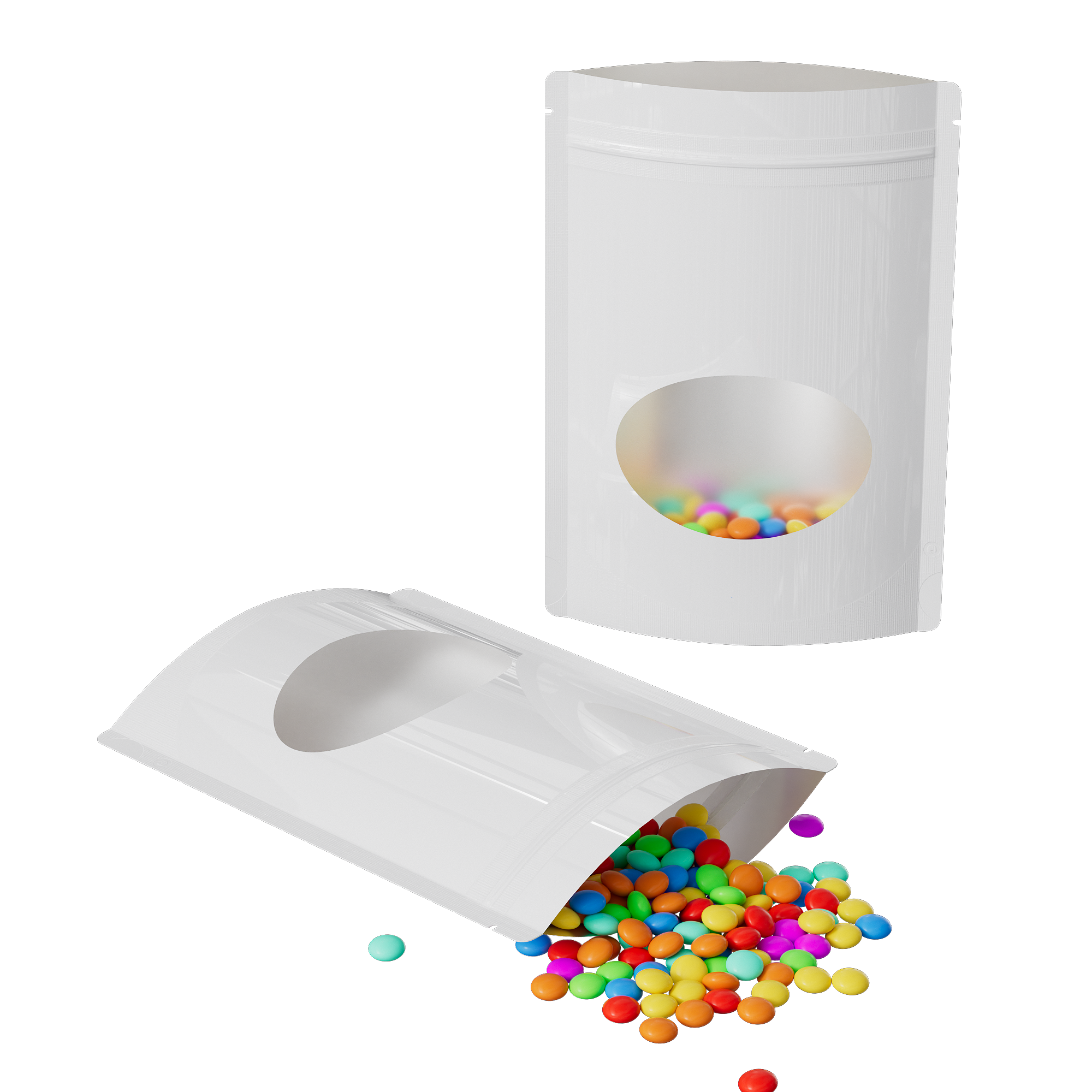 Glossy Purity White Round Window Plastic and Mylar Stand Glossy Purity White Round Window Plastic and Mylar Stand