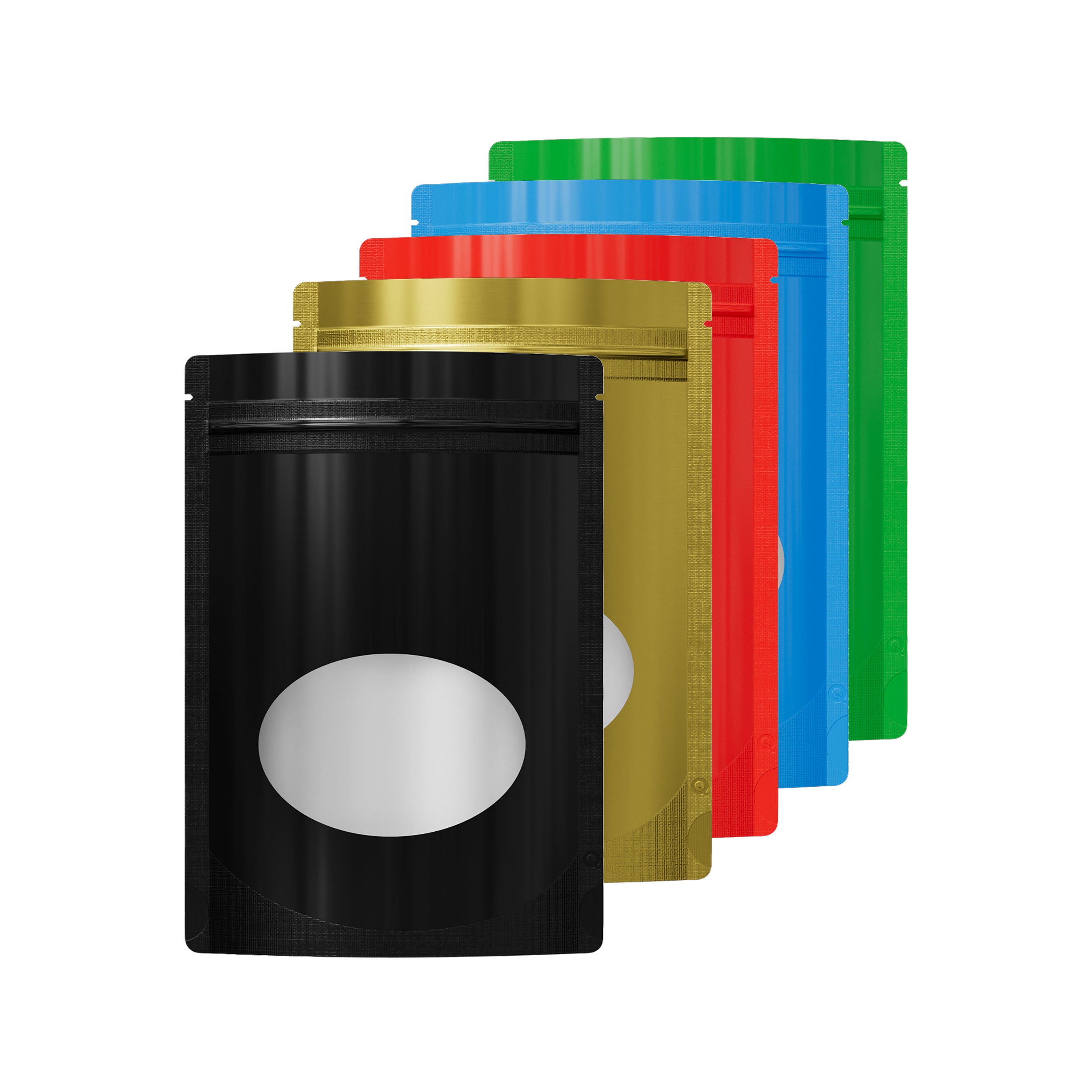 Glossy Round Window Plastic and Mylar Stand Strong Bags with