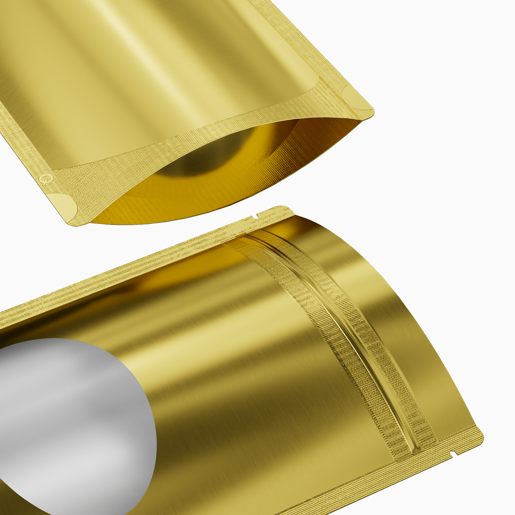 Glossy Sweet Cream Gold Round Window Plastic and Mylar Stand Glossy Sweet Cream Gold Round Window Plastic and Mylar Stand