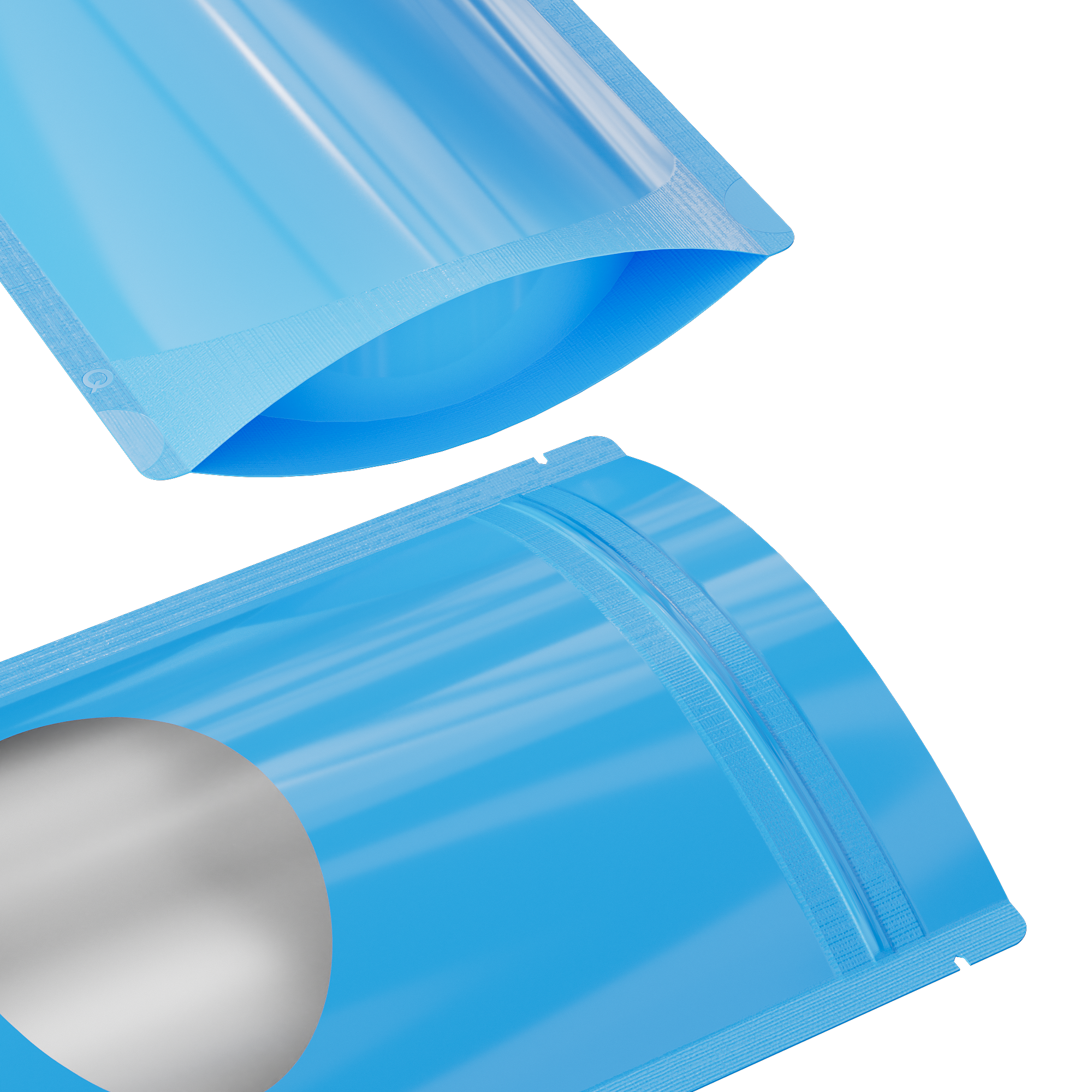 Glossy Wavy Blue Round Window Plastic and Mylar Stand Strong Glossy Wavy Blue Round Window Plastic and Mylar Stand Strong