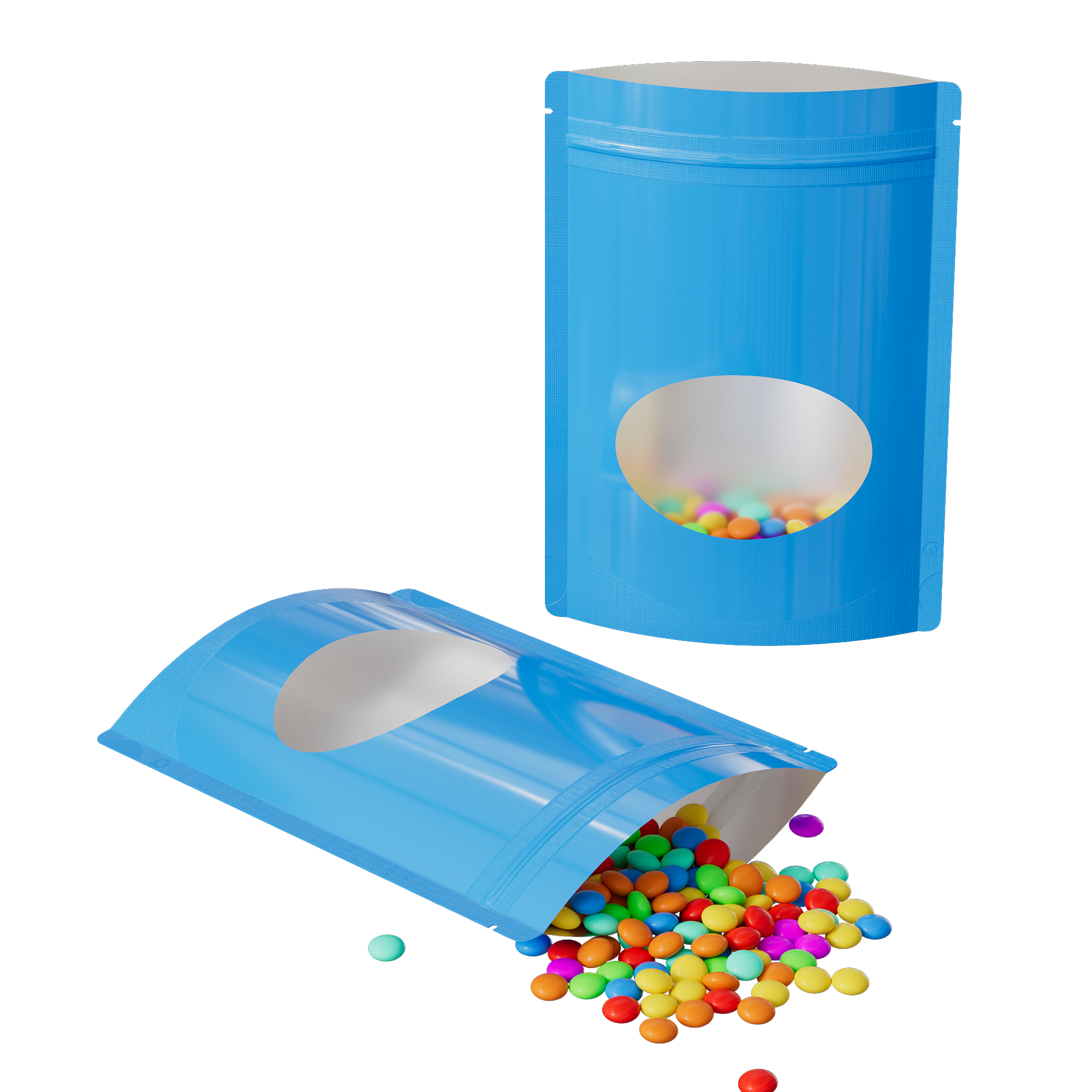 Glossy Wavy Blue Round Window Plastic and Mylar Stand Strong Glossy Wavy Blue Round Window Plastic and Mylar Stand Strong