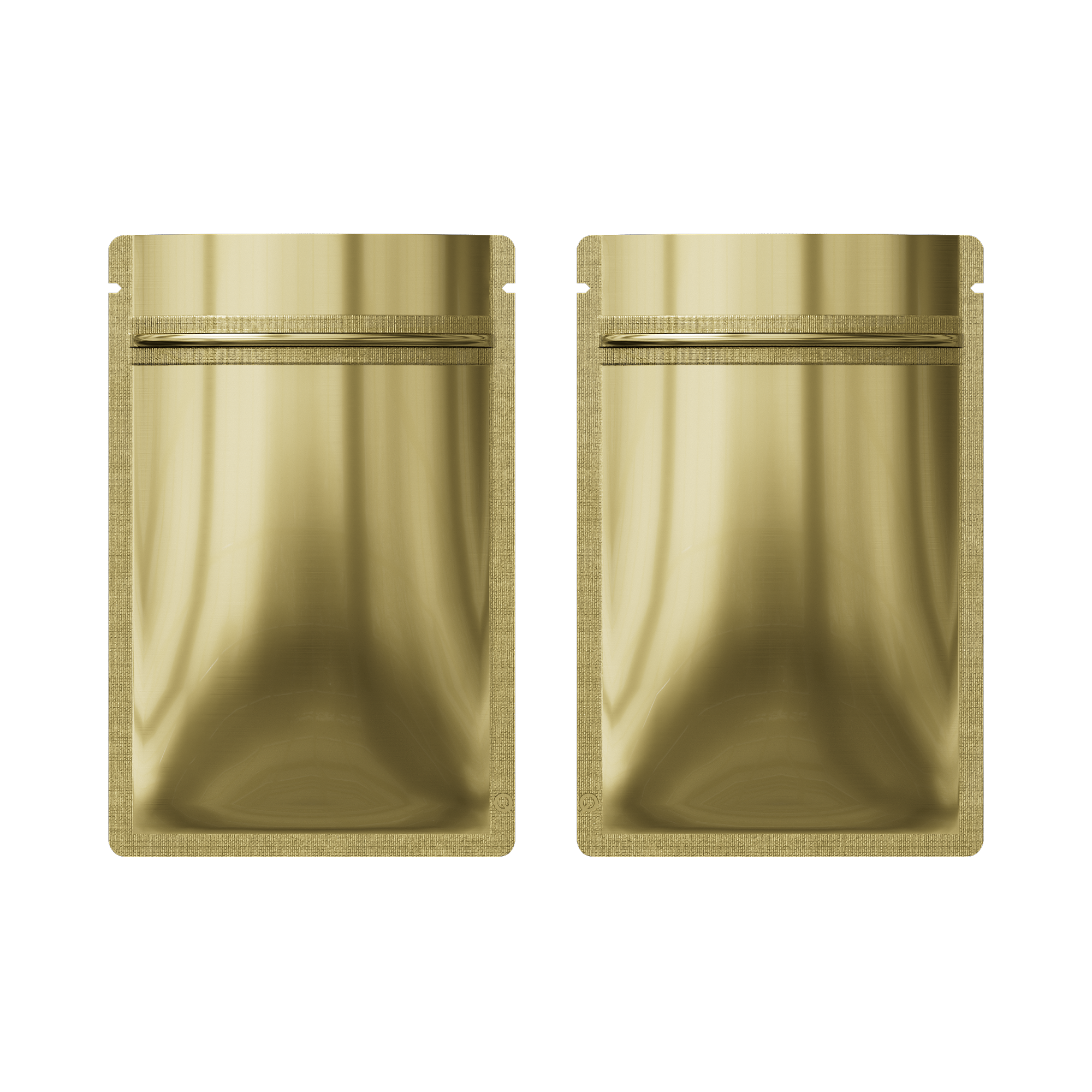 Glossy Yuma Gold Metallic Mylar Flat ™ Bags with Rounded Glossy Yuma Gold Metallic Mylar Flat ™ Bags with Rounded