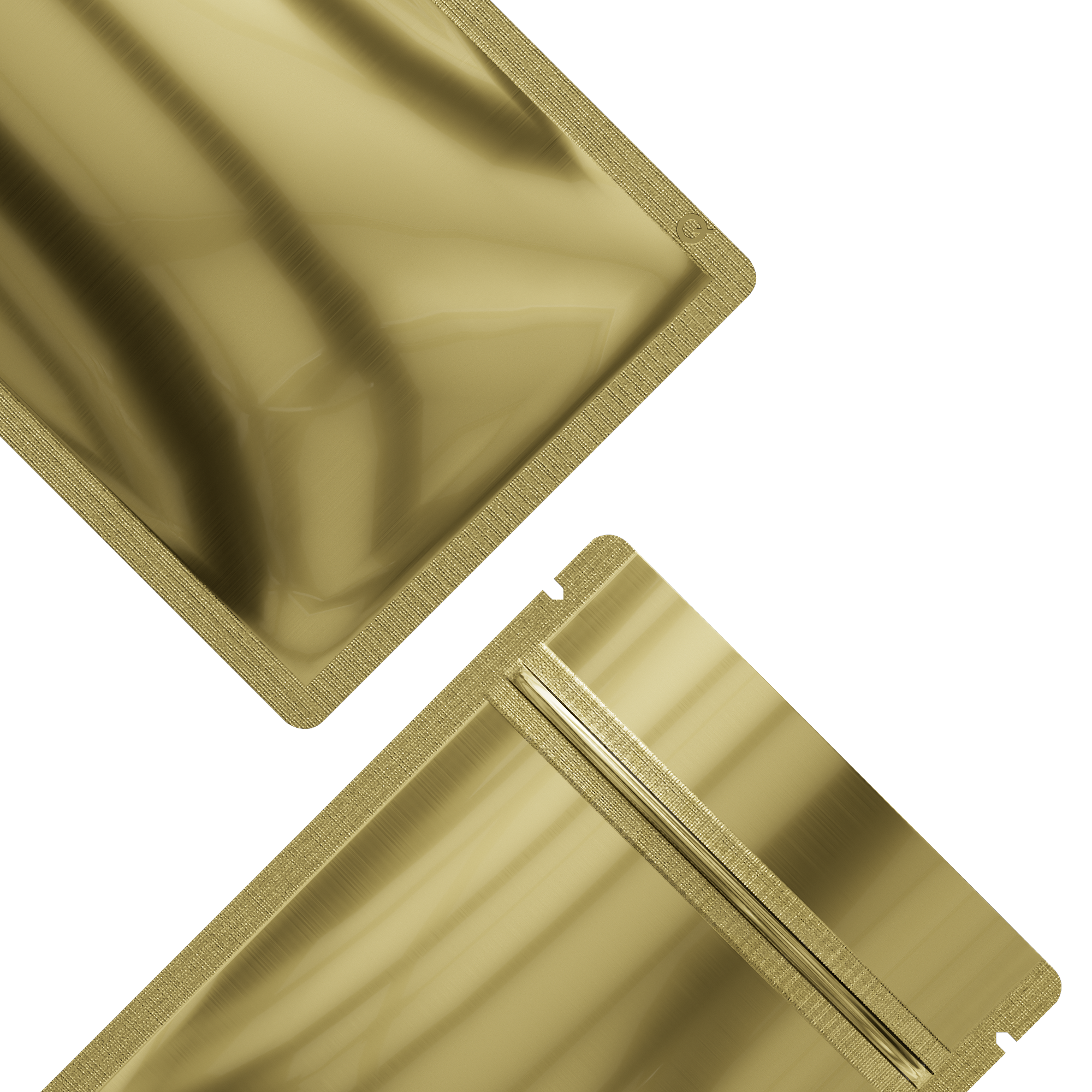 Glossy Yuma Gold Metallic Mylar Flat ™ Bags with Rounded Glossy Yuma Gold Metallic Mylar Flat ™ Bags with Rounded
