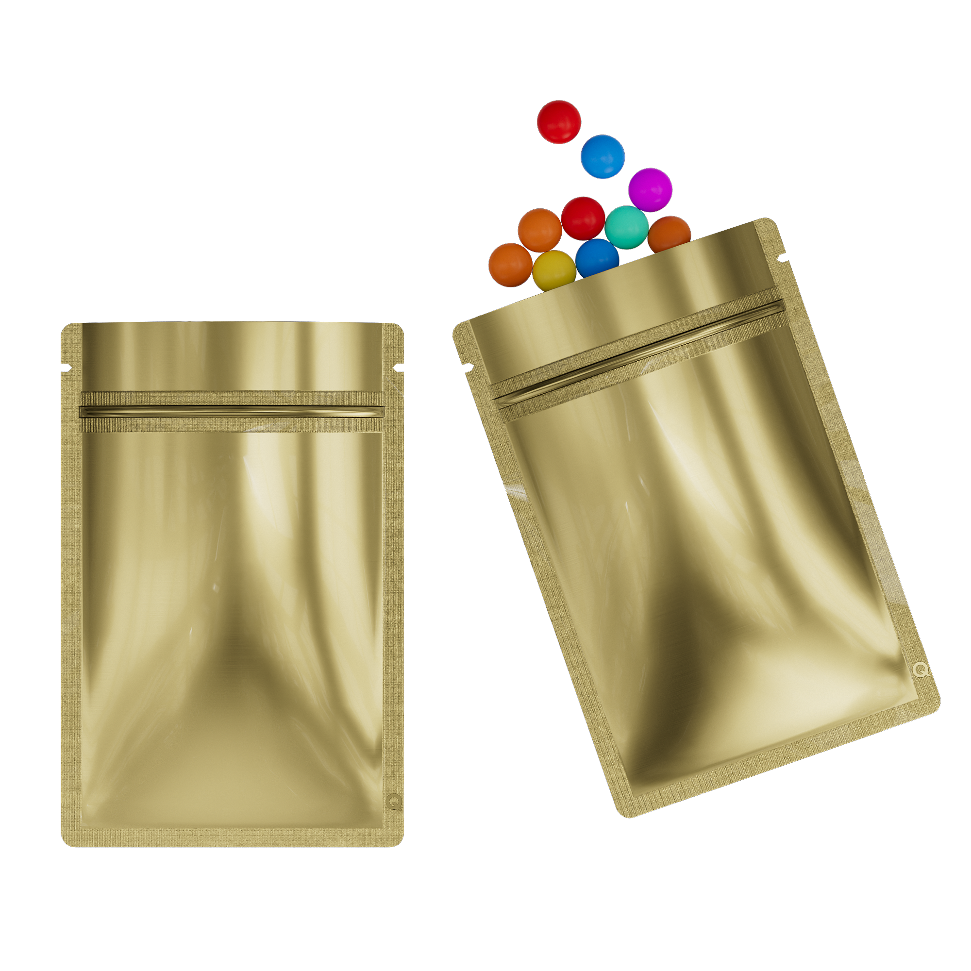 Glossy Yuma Gold Metallic Mylar Flat ™ Bags with Rounded Glossy Yuma Gold Metallic Mylar Flat ™ Bags with Rounded