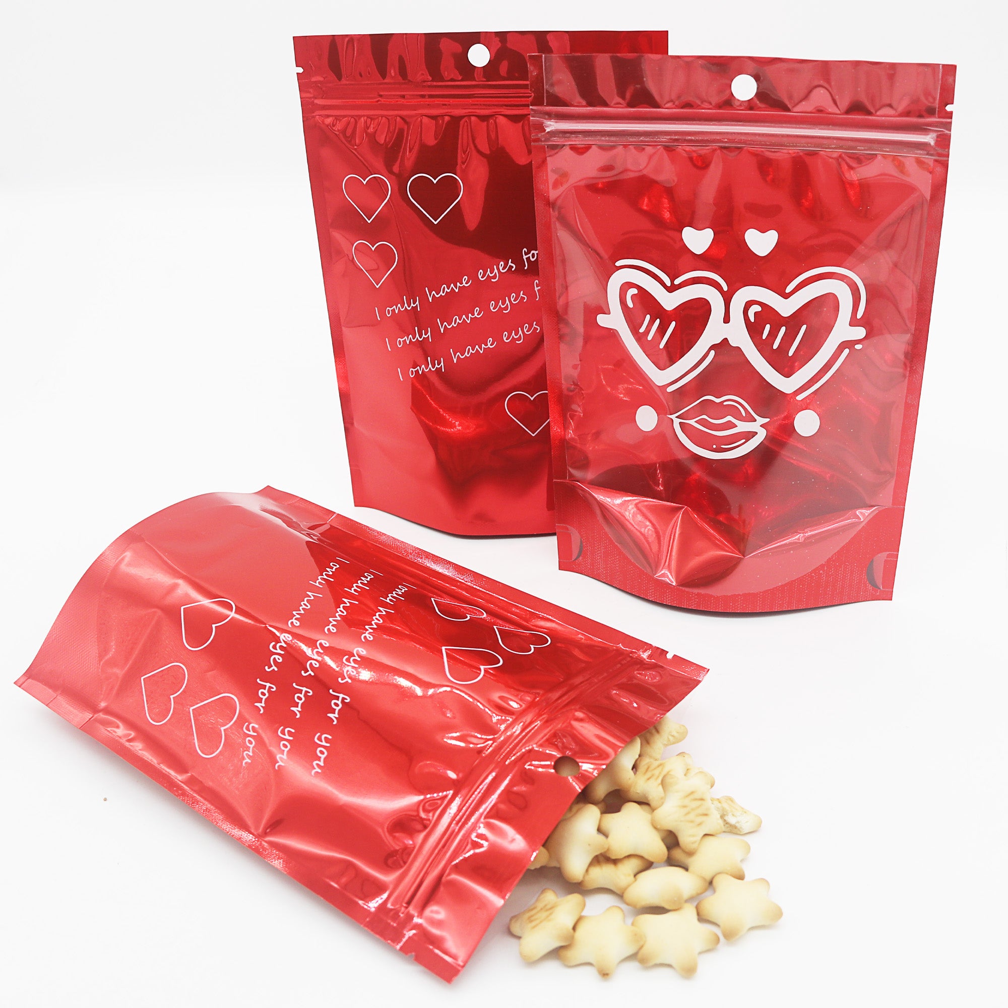 Half Heart Red Double Sided Valentine's Day Printed Metallic