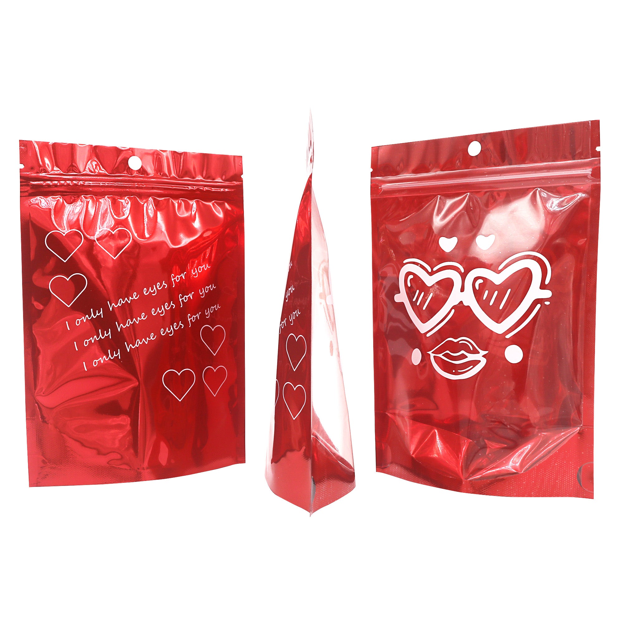 Half Heart Red Double Sided Valentine's Day Printed Metallic Half Heart Red Double Sided Valentine's Day Printed Metallic