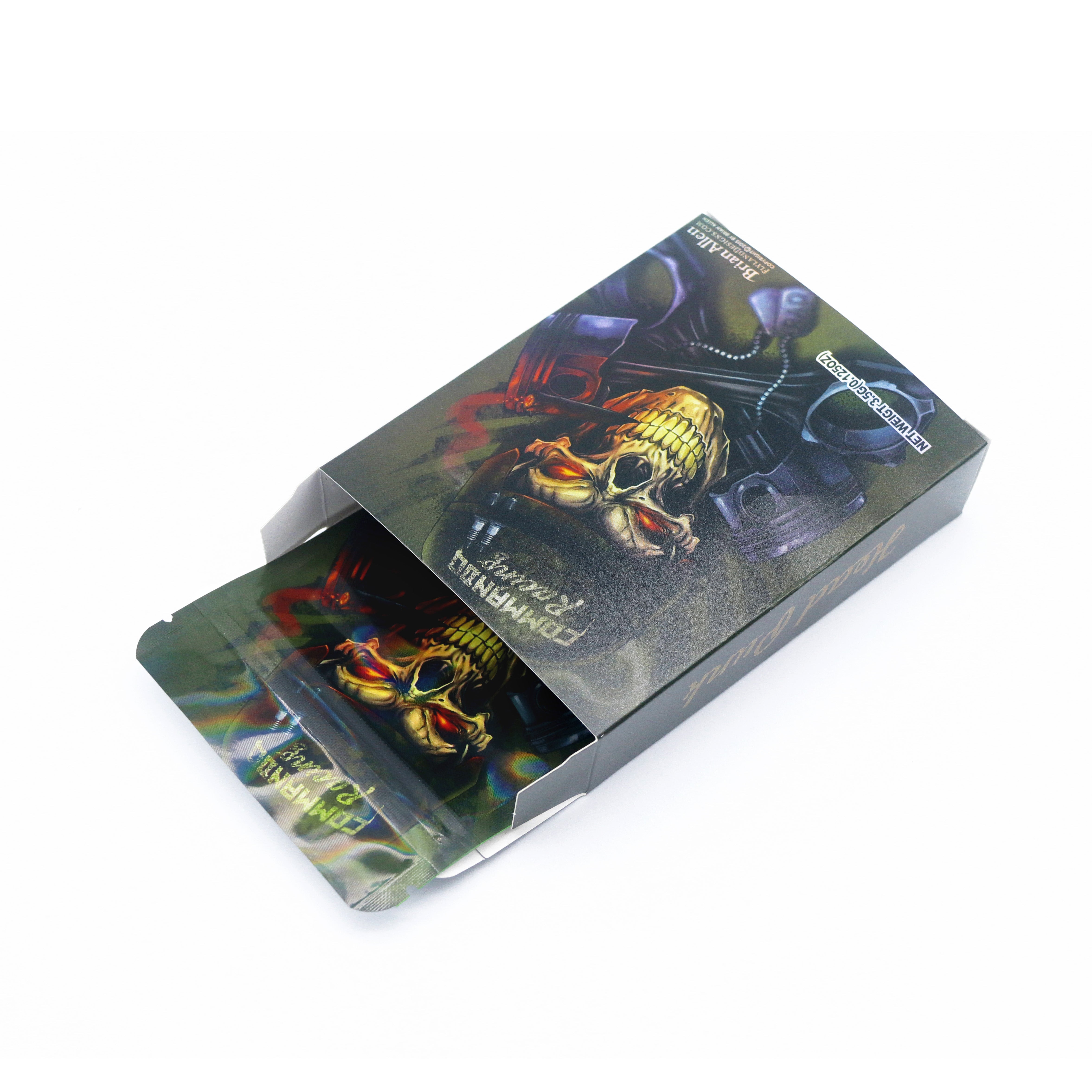 Half Holographic Skull Smell Proof Metallized Foil Stand Half Holographic Skull Smell Proof Metallized Foil Stand