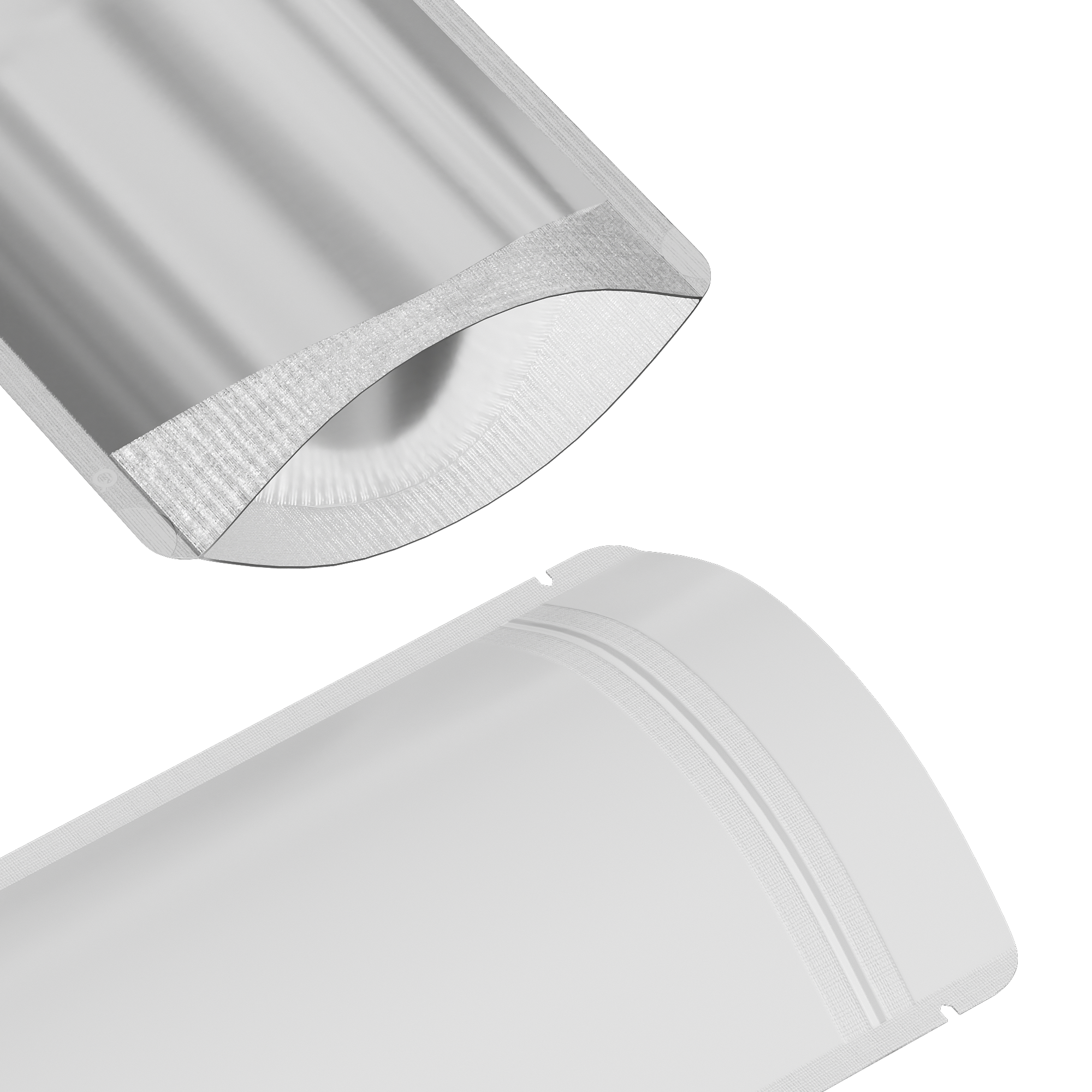 Half Off White Metallic Mylar Stand Strong Bags with Rounded Half Off White Metallic Mylar Stand Strong Bags with Rounded
