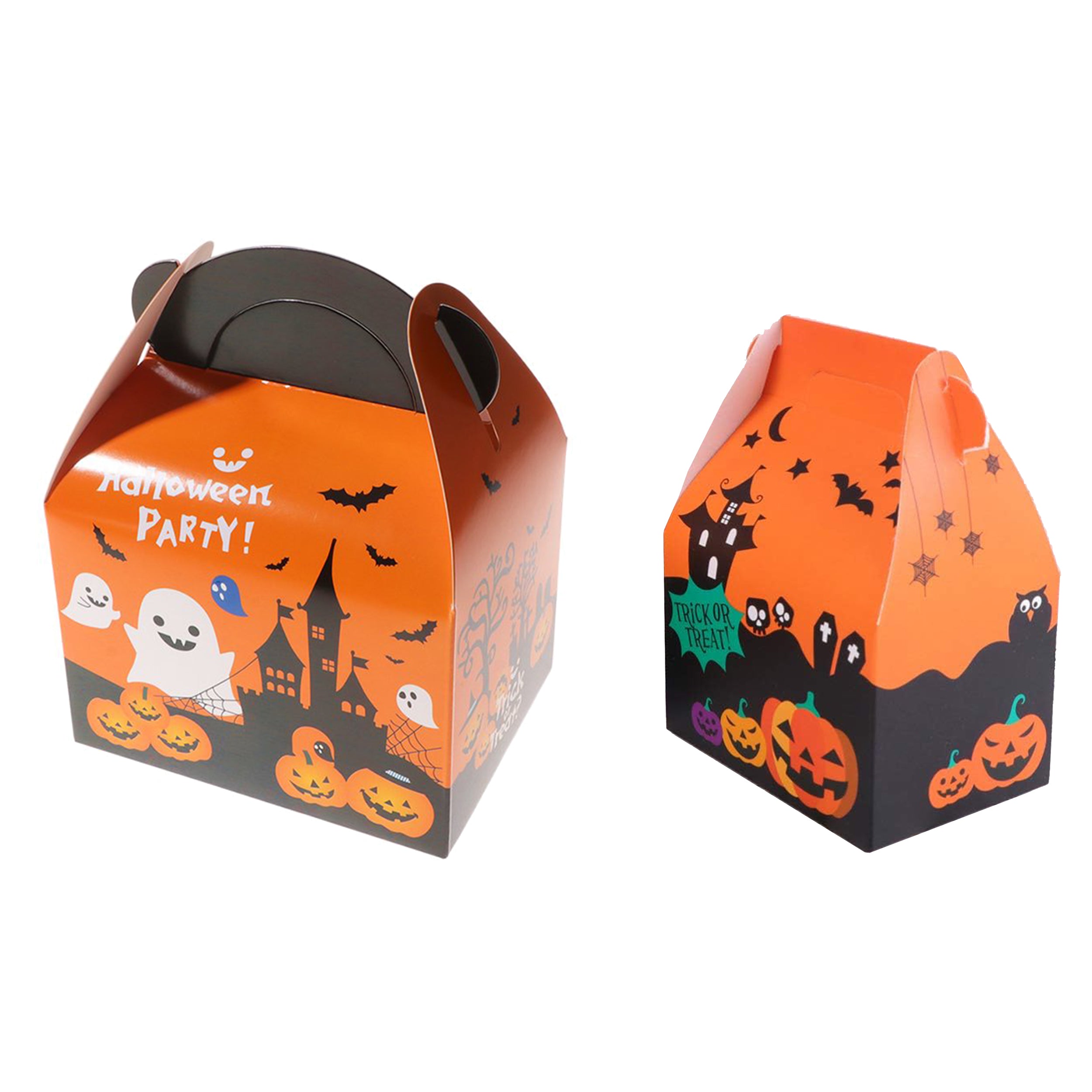 Halloween Designed Cardboard Treat Boxes with Handle Halloween Designed Cardboard Treat Boxes with Handle