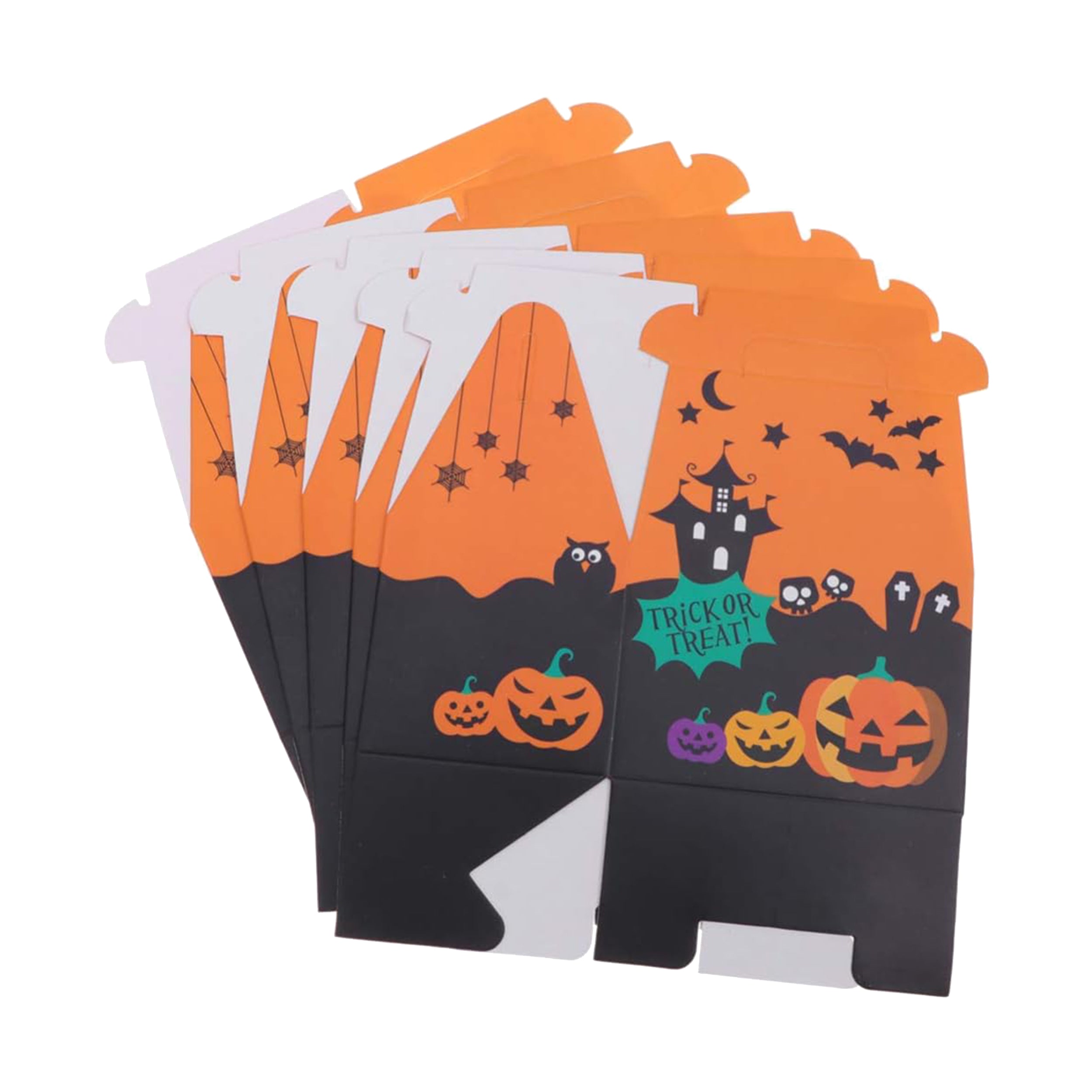 Halloween Designed Cardboard Treat Boxes with Handle Halloween Designed Cardboard Treat Boxes with Handle