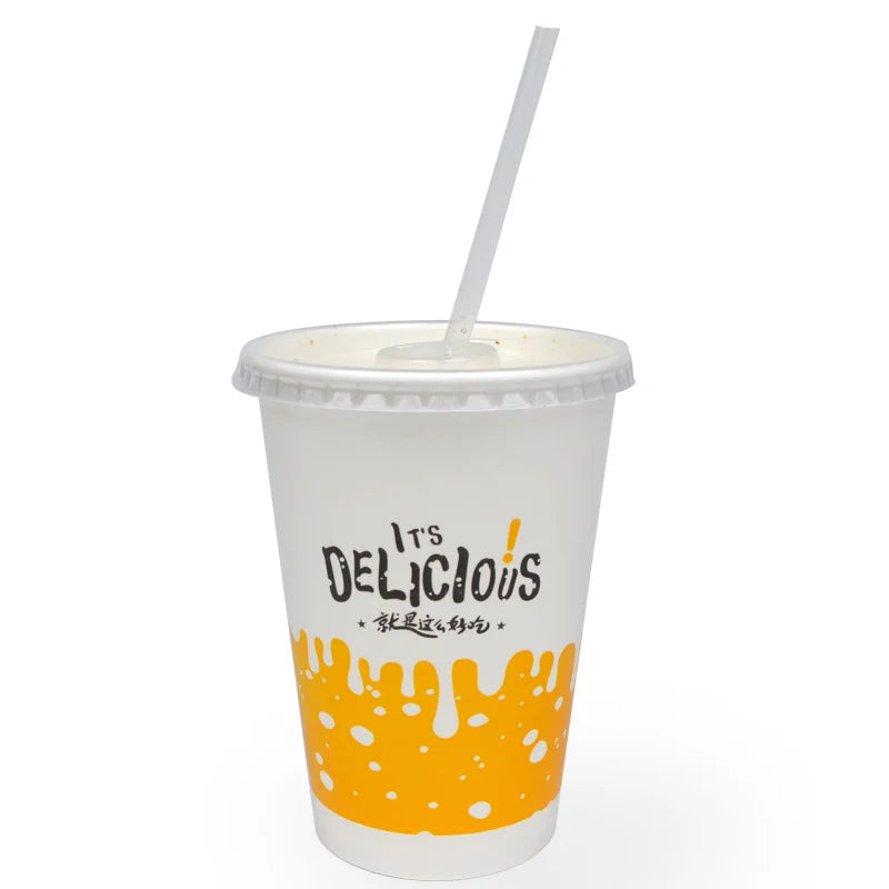 High-End Custom Eco-Friendly Disposable Drink Cups with Lids