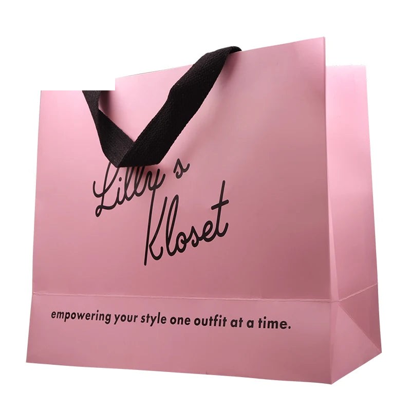Recyclable Pink Customized Logo Art Paper Bag