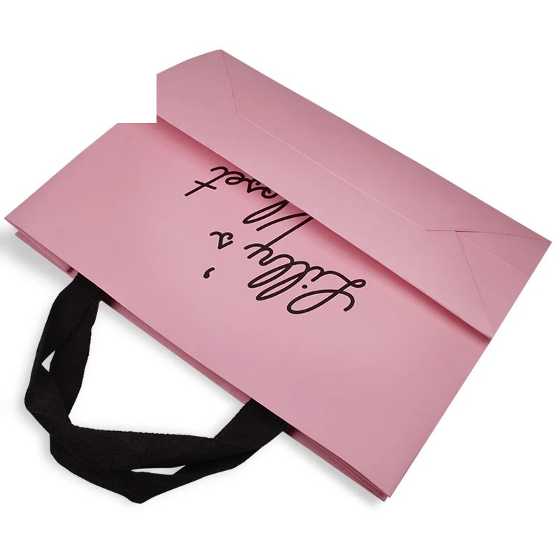 Recyclable Pink Customized Logo Art Paper Bag Recyclable Pink Customized Logo Art Paper Bag