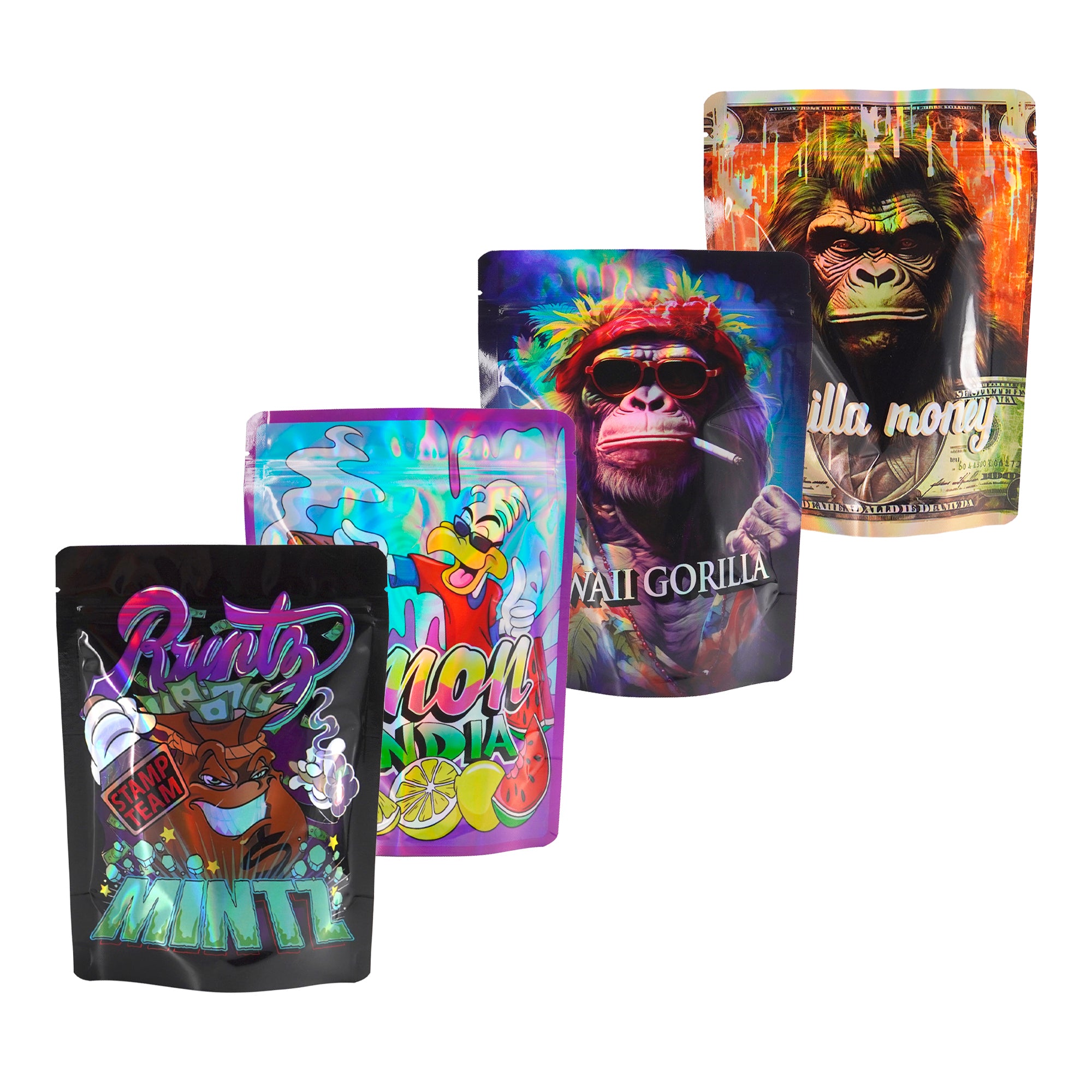 Holographic Assorted Designs Stand Strong Smell Proof Mylar Holographic Assorted Designs Stand Strong Smell Proof Mylar
