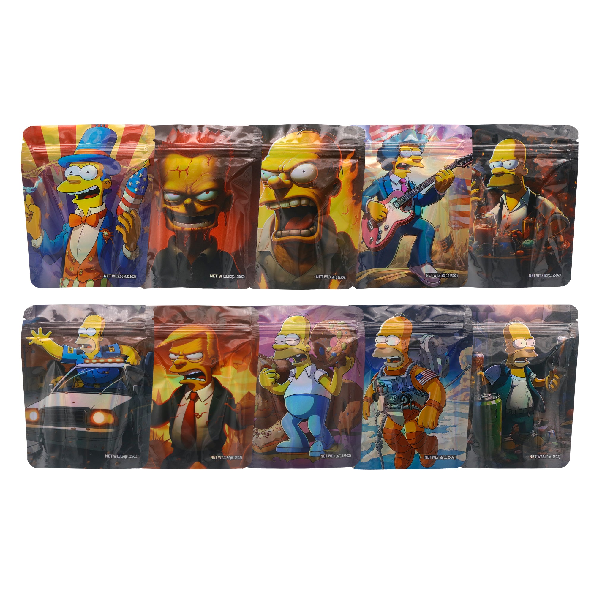 Holographic Cartoon Family Smell Proof Metallized Foil Stand