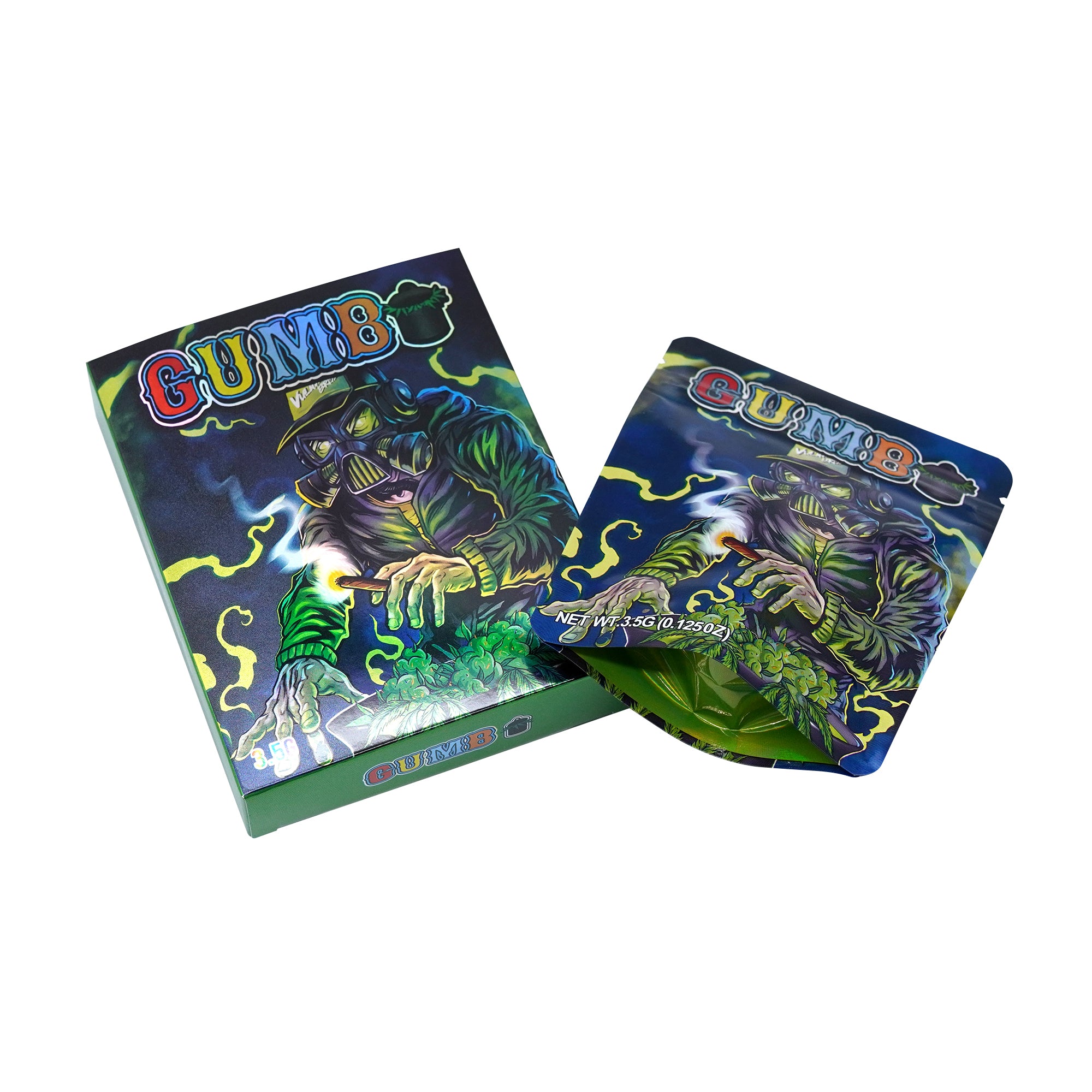 Holographic Gas Masked Smell Proof Metallized Foil Stand Holographic Gas Masked Smell Proof Metallized Foil Stand