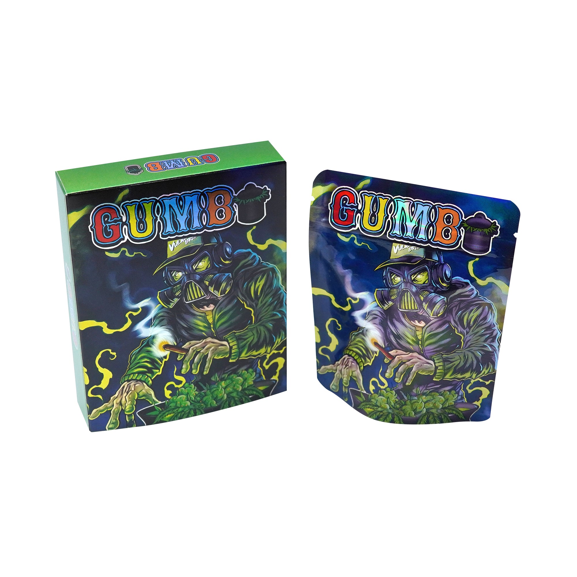 Holographic Gas Masked Smell Proof Metallized Foil Stand Holographic Gas Masked Smell Proof Metallized Foil Stand