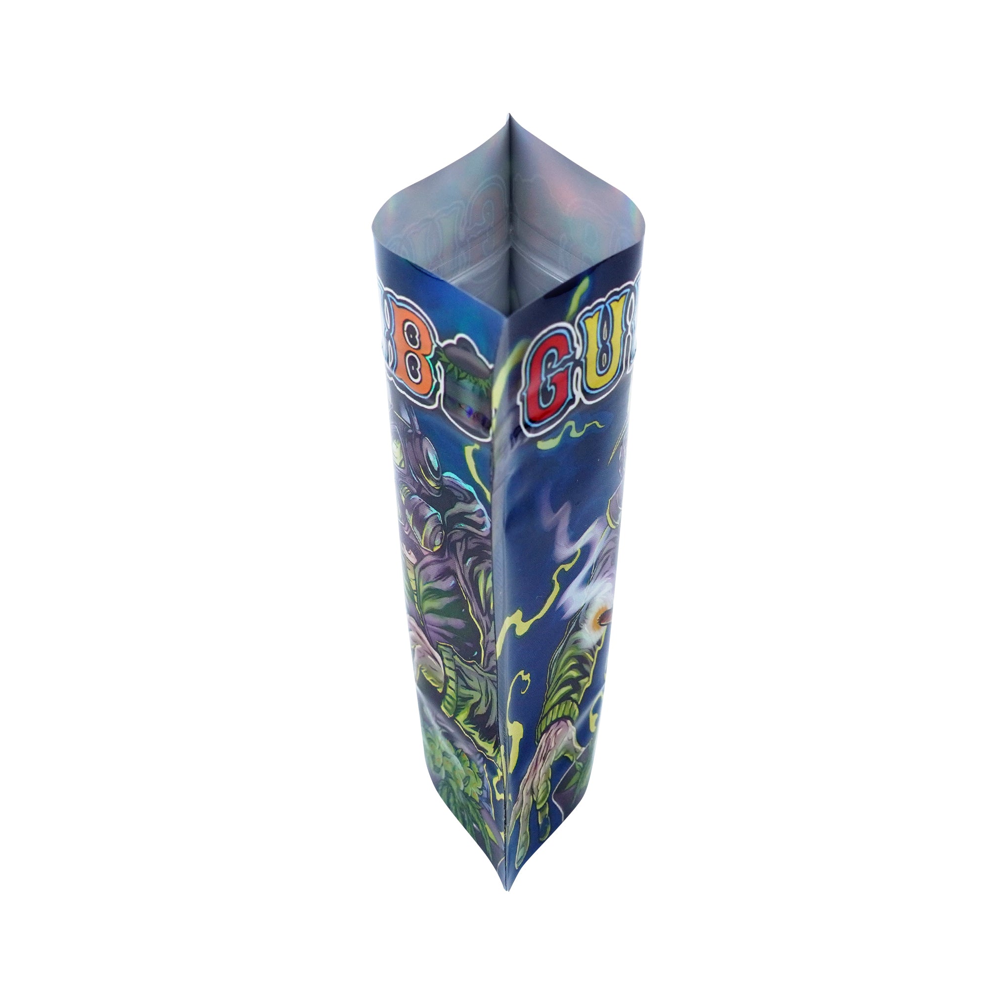 Holographic Gas Masked Smell Proof Metallized Foil Stand Holographic Gas Masked Smell Proof Metallized Foil Stand