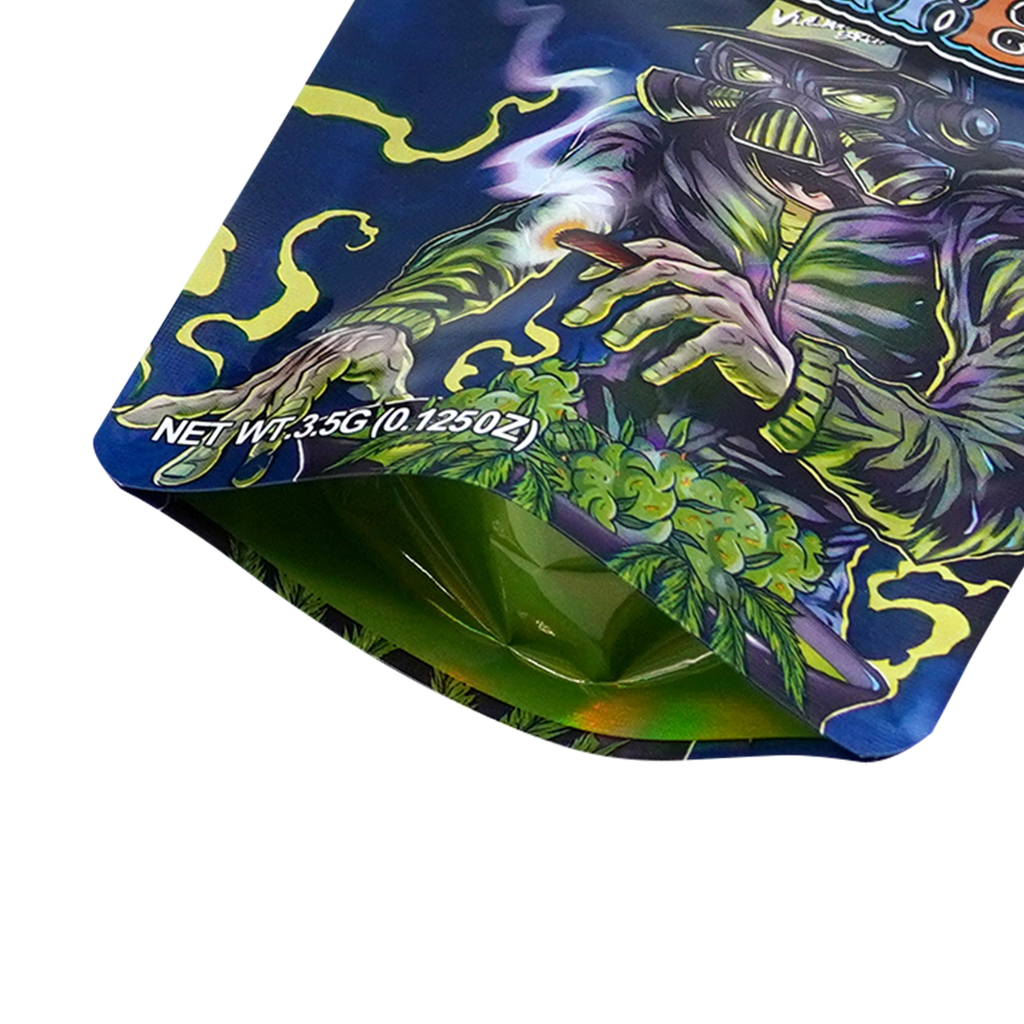 Holographic Gas Masked Smell Proof Metallized Foil Stand Holographic Gas Masked Smell Proof Metallized Foil Stand