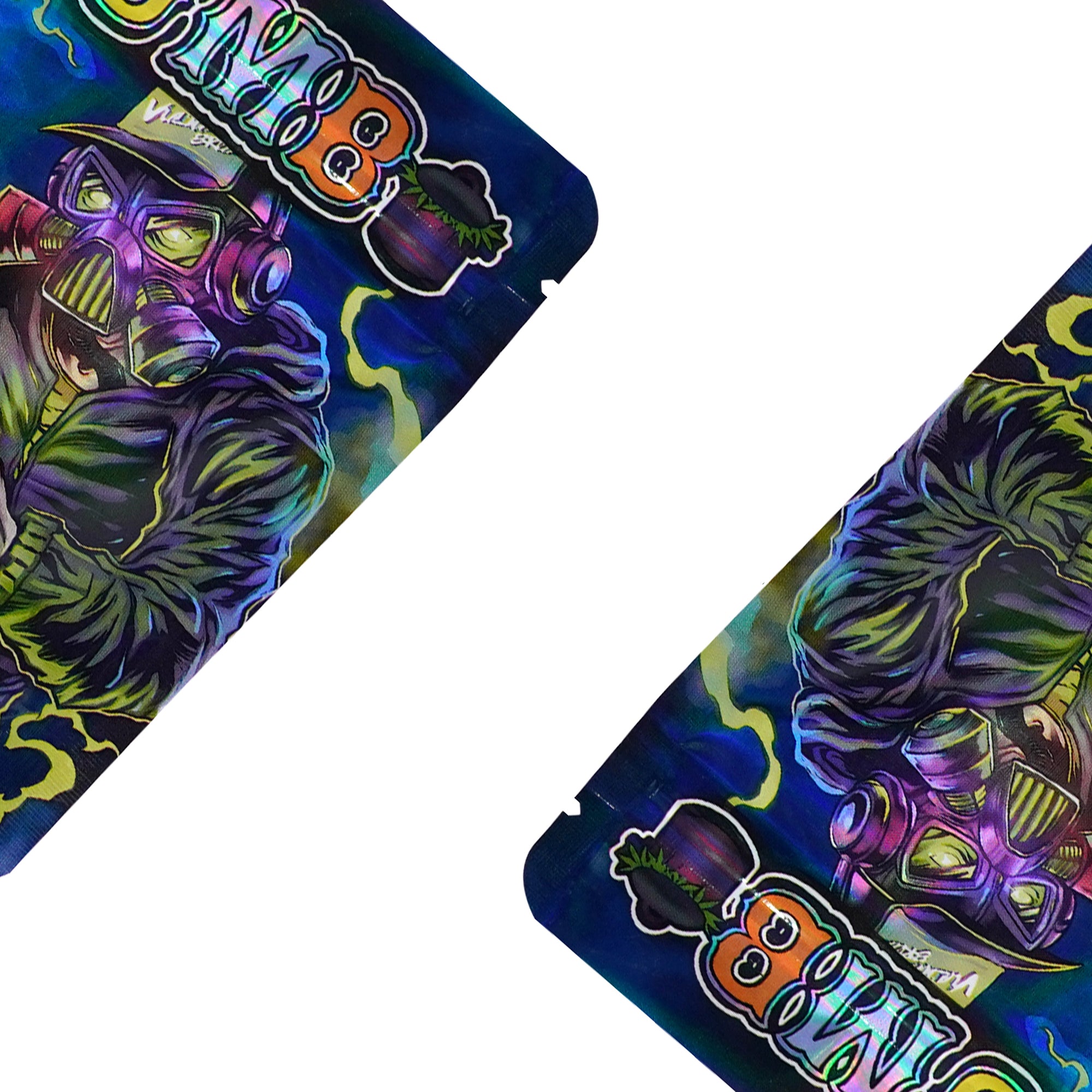 Holographic Gas Masked Smell Proof Metallized Foil Stand Holographic Gas Masked Smell Proof Metallized Foil Stand