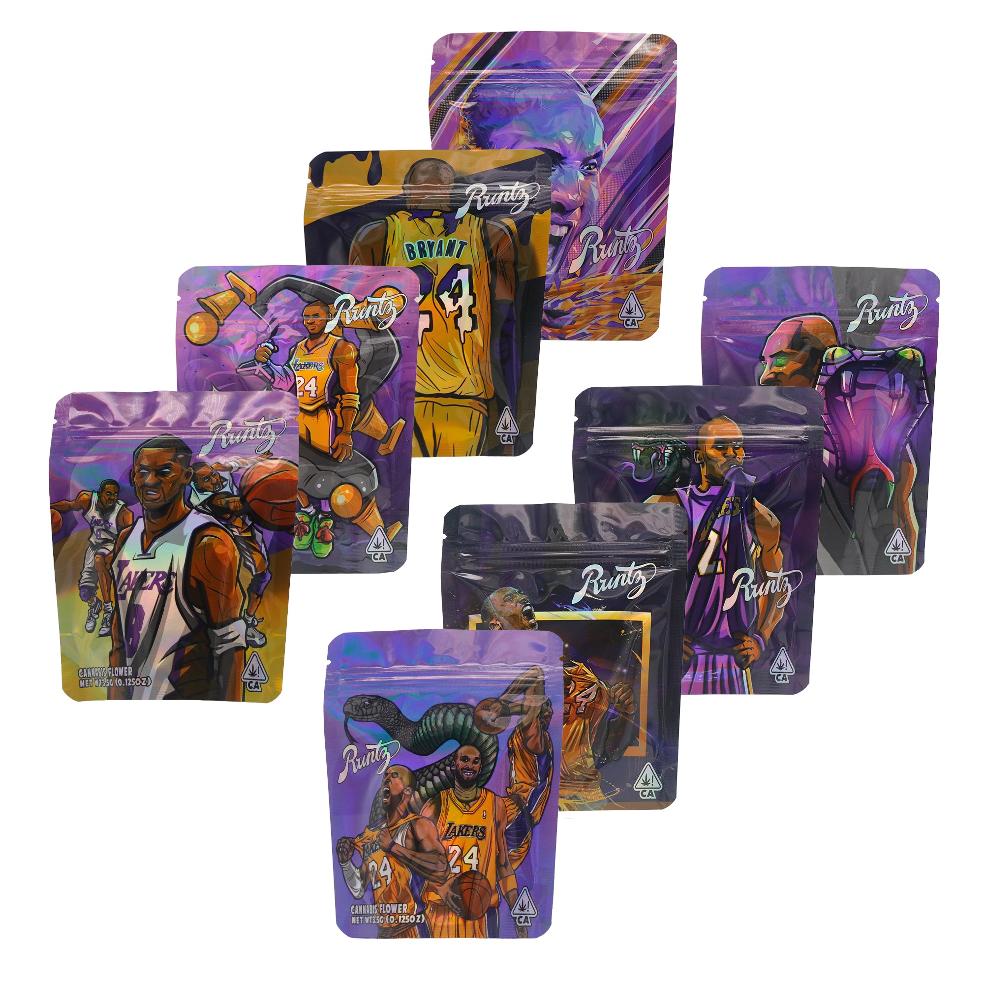 Holographic LA Team Smell Proof Metallized Foil Stand Strong