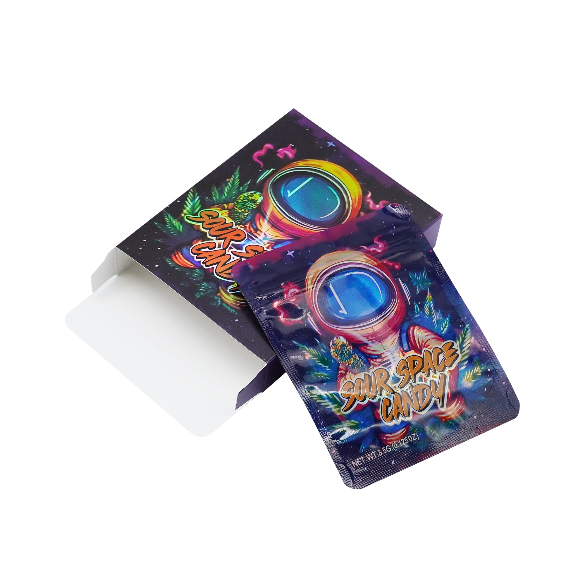 Holographic Space Candy Smell Proof Metallized Foil Stand Holographic Space Candy Smell Proof Metallized Foil Stand