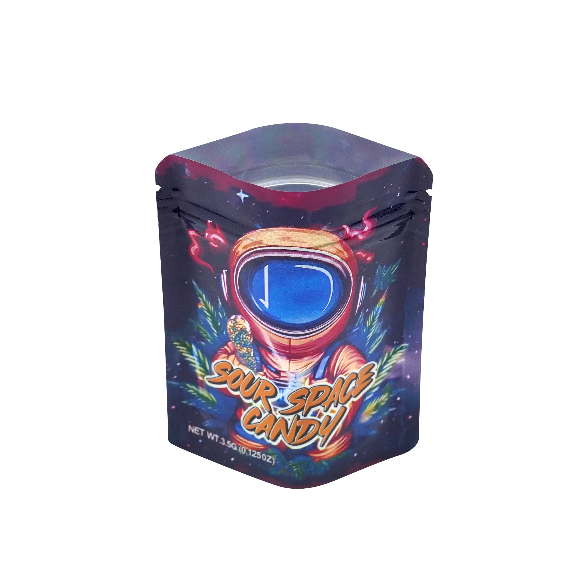 Holographic Space Candy Smell Proof Metallized Foil Stand Holographic Space Candy Smell Proof Metallized Foil Stand