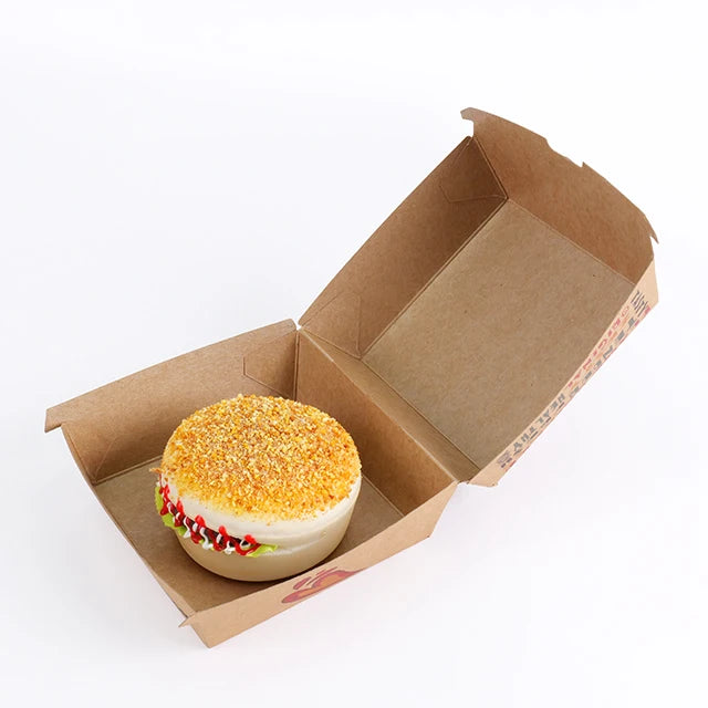 Custom Printed Logo Kraft Paper Box Hamburger Box With PE Custom Printed Logo Kraft Paper Box Hamburger Box With PE