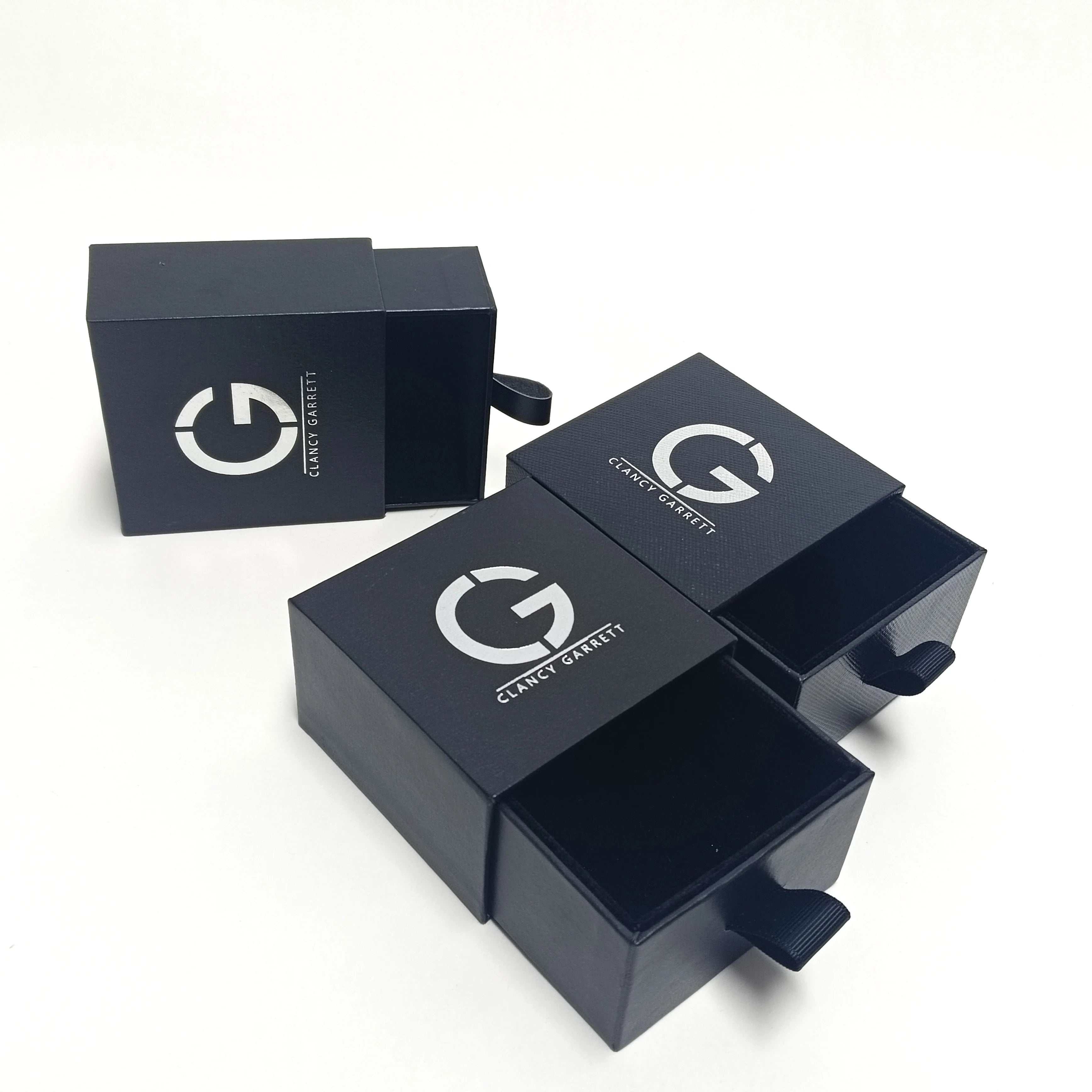Luxury Necklace Black Cardboard Square Gift Box With Bag