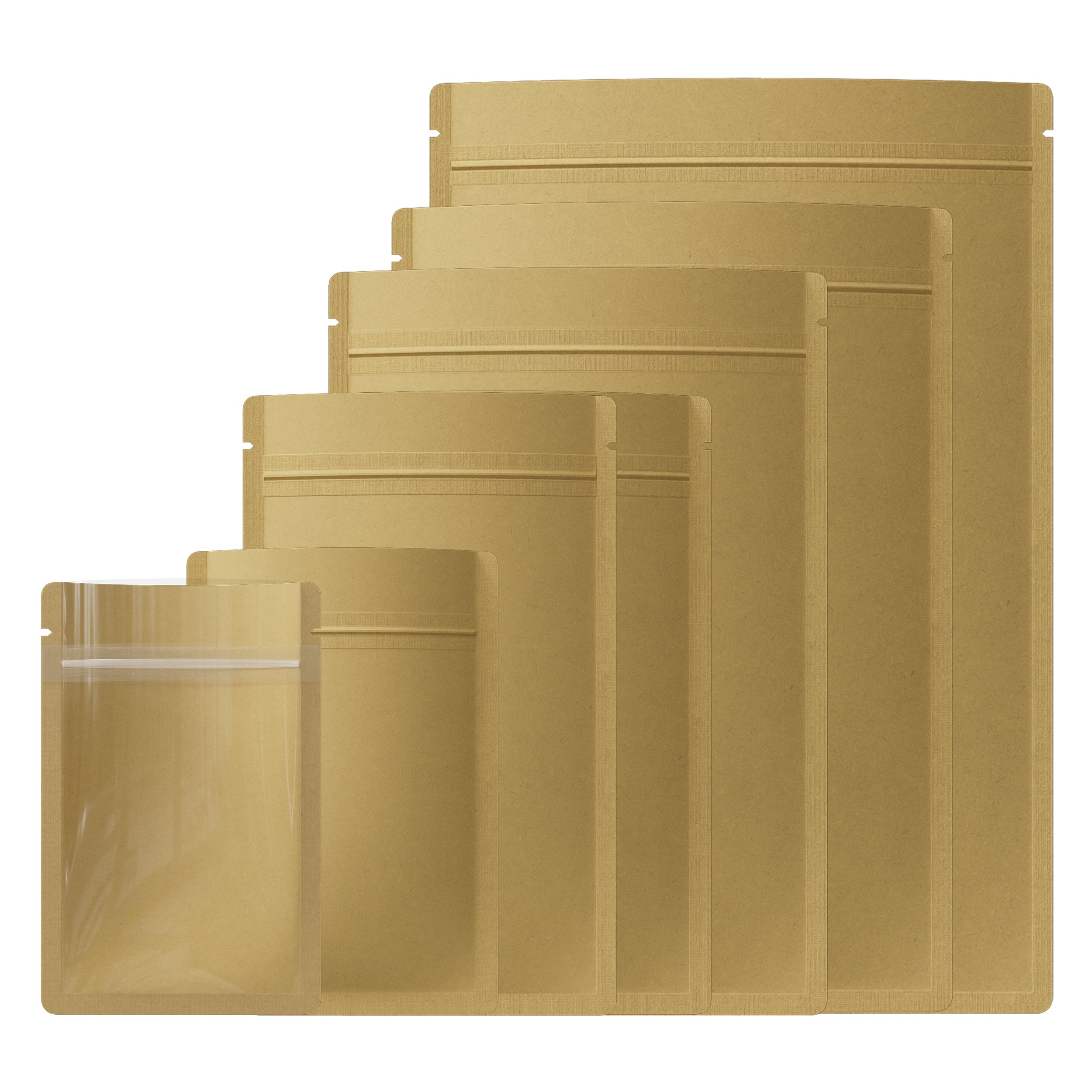 Krafty Brown Flat Zipper Seal Bags – Half Non-Laminated Krafty Brown Flat Zipper Seal Bags – Half Non-Laminated