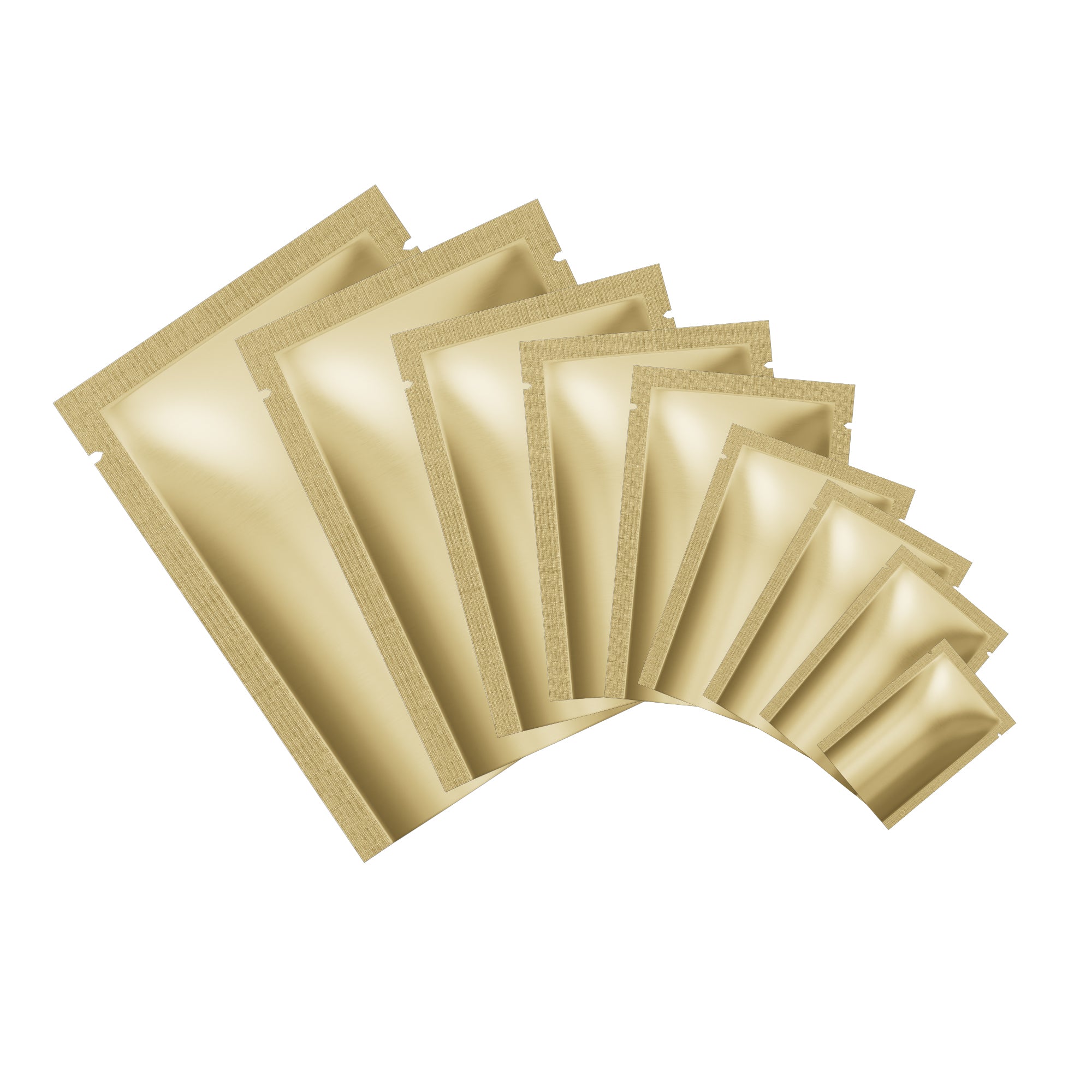 Matte Antique Gold Mylar Foil Open Fill Bags Matte Antique Gold Mylar Foil Open Fill Bags