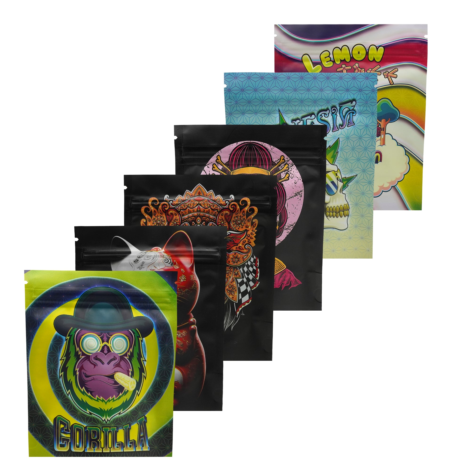 Matte Assorted Mystic Design Smell Proof Mylar Foil Stand Matte Assorted Mystic Design Smell Proof Mylar Foil Stand
