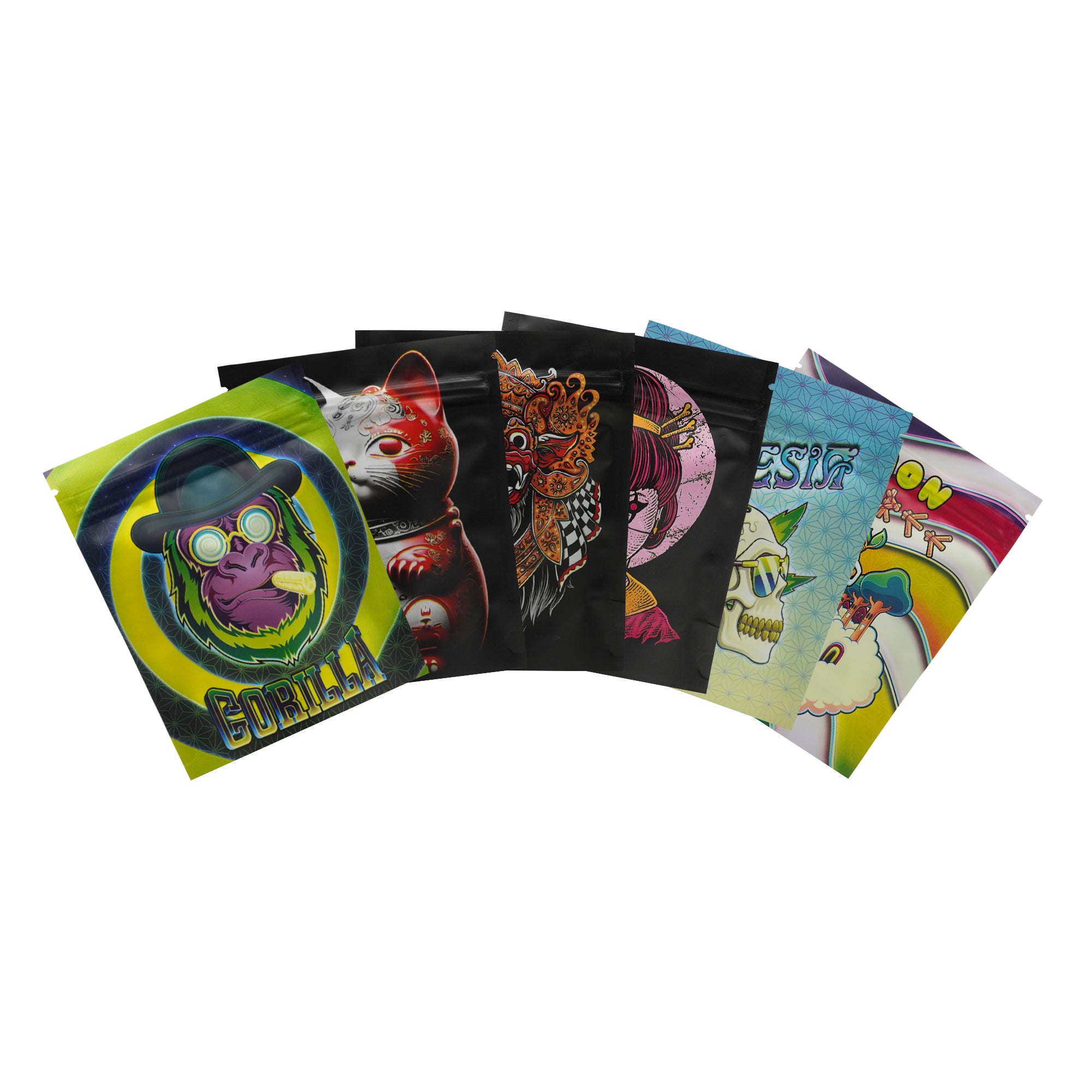 Matte Assorted Mystic Design Smell Proof Mylar Foil Stand Matte Assorted Mystic Design Smell Proof Mylar Foil Stand