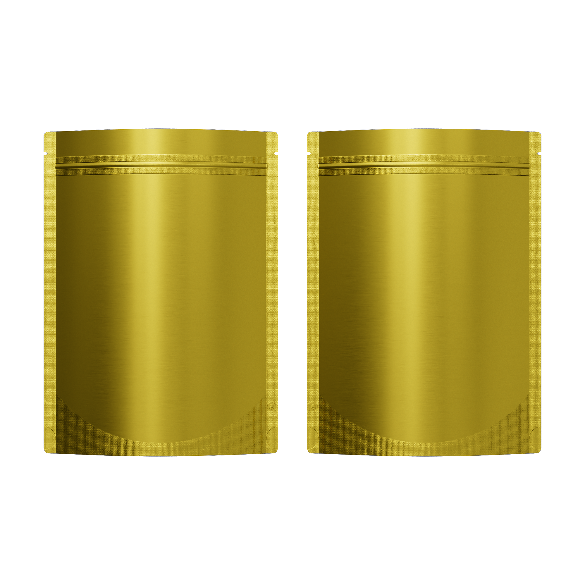 Matte Brass Gold Mylar Stand Strong Bags with Rounded