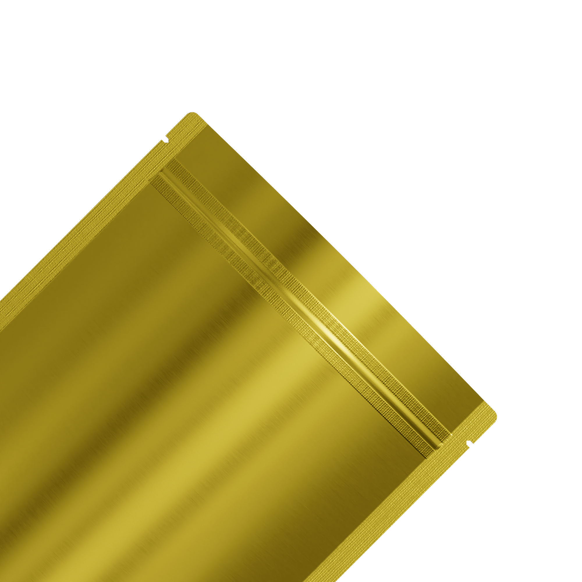 Matte Brass Gold Mylar Stand Strong Bags with Rounded Matte Brass Gold Mylar Stand Strong Bags with Rounded