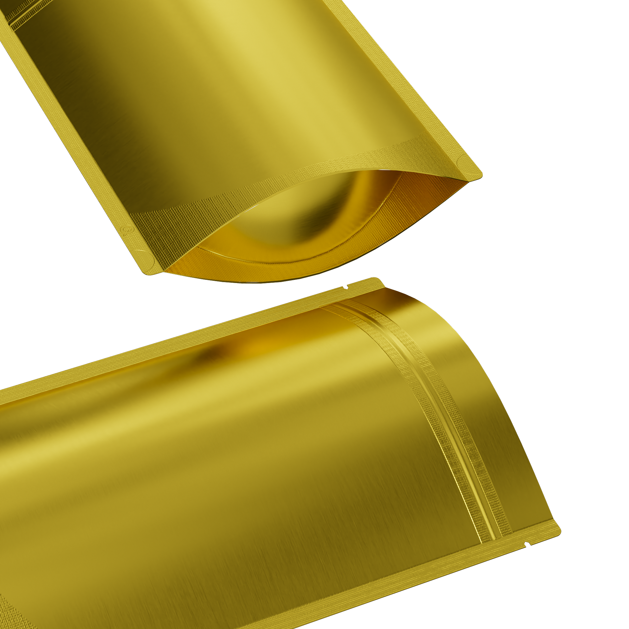 Matte Brass Gold Mylar Stand Strong Bags with Rounded Matte Brass Gold Mylar Stand Strong Bags with Rounded