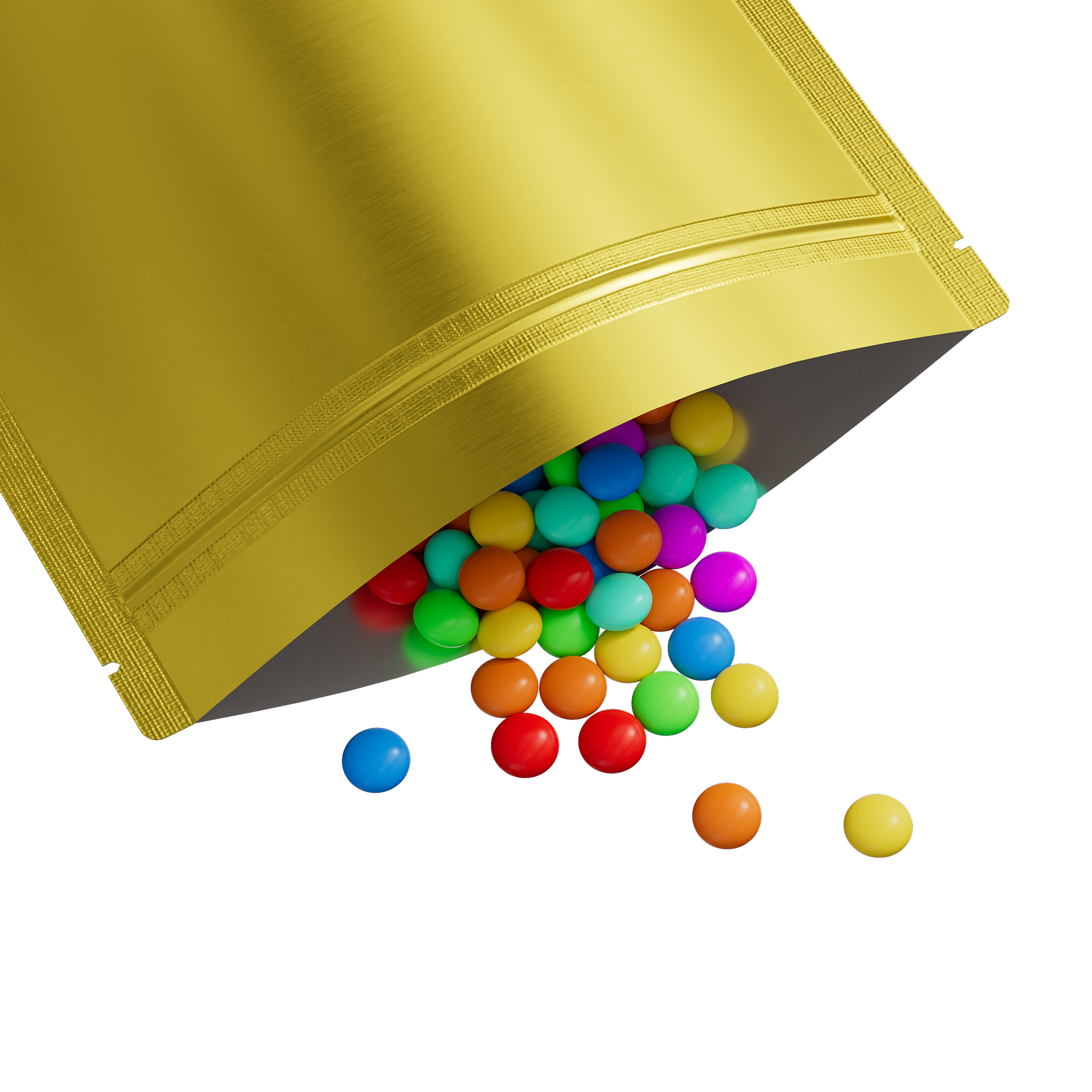 Matte Brass Gold Mylar Stand Strong Bags with Rounded Matte Brass Gold Mylar Stand Strong Bags with Rounded